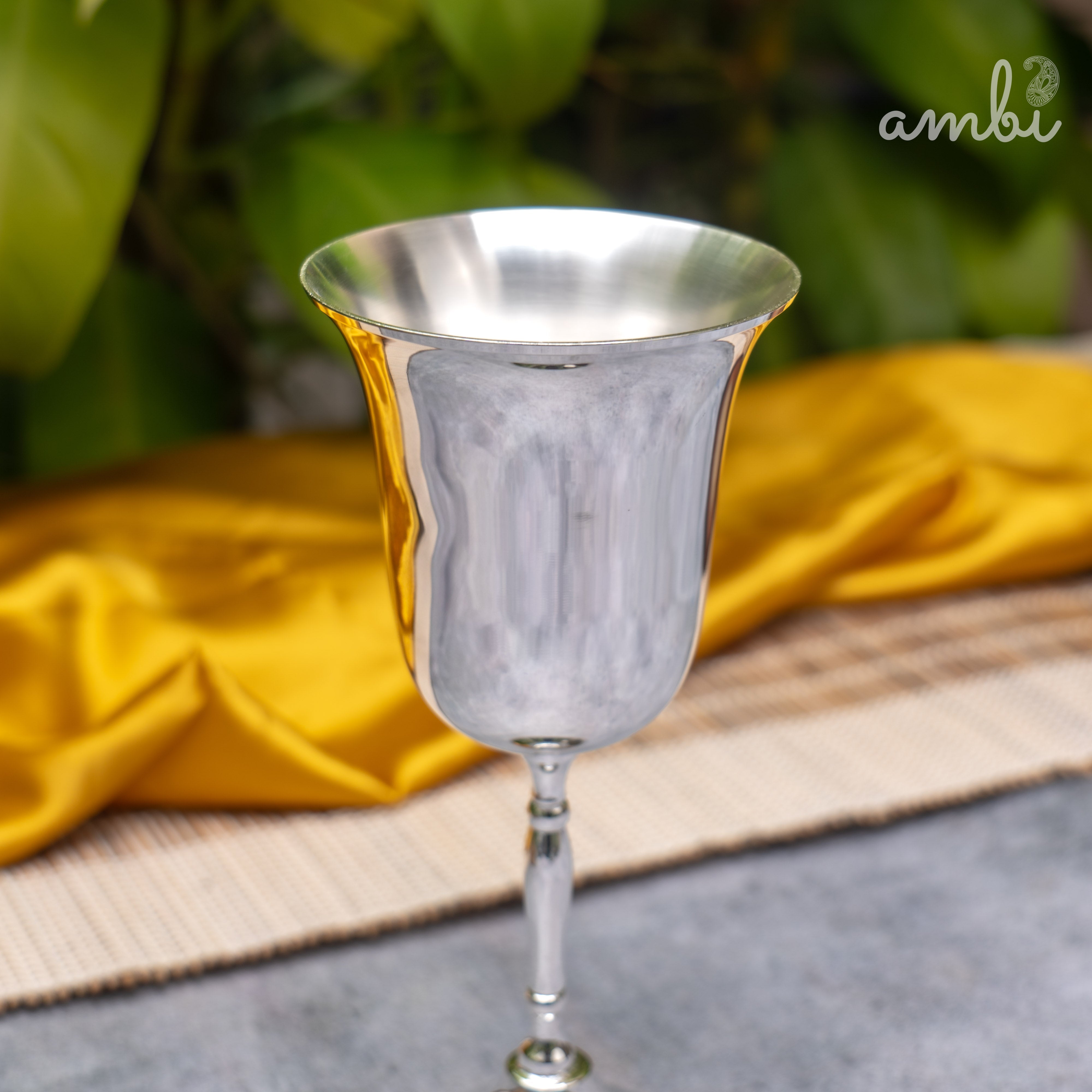 Ambi Pure Silver-Plated Brass Wine Glass – Glossy Finish | 230ml