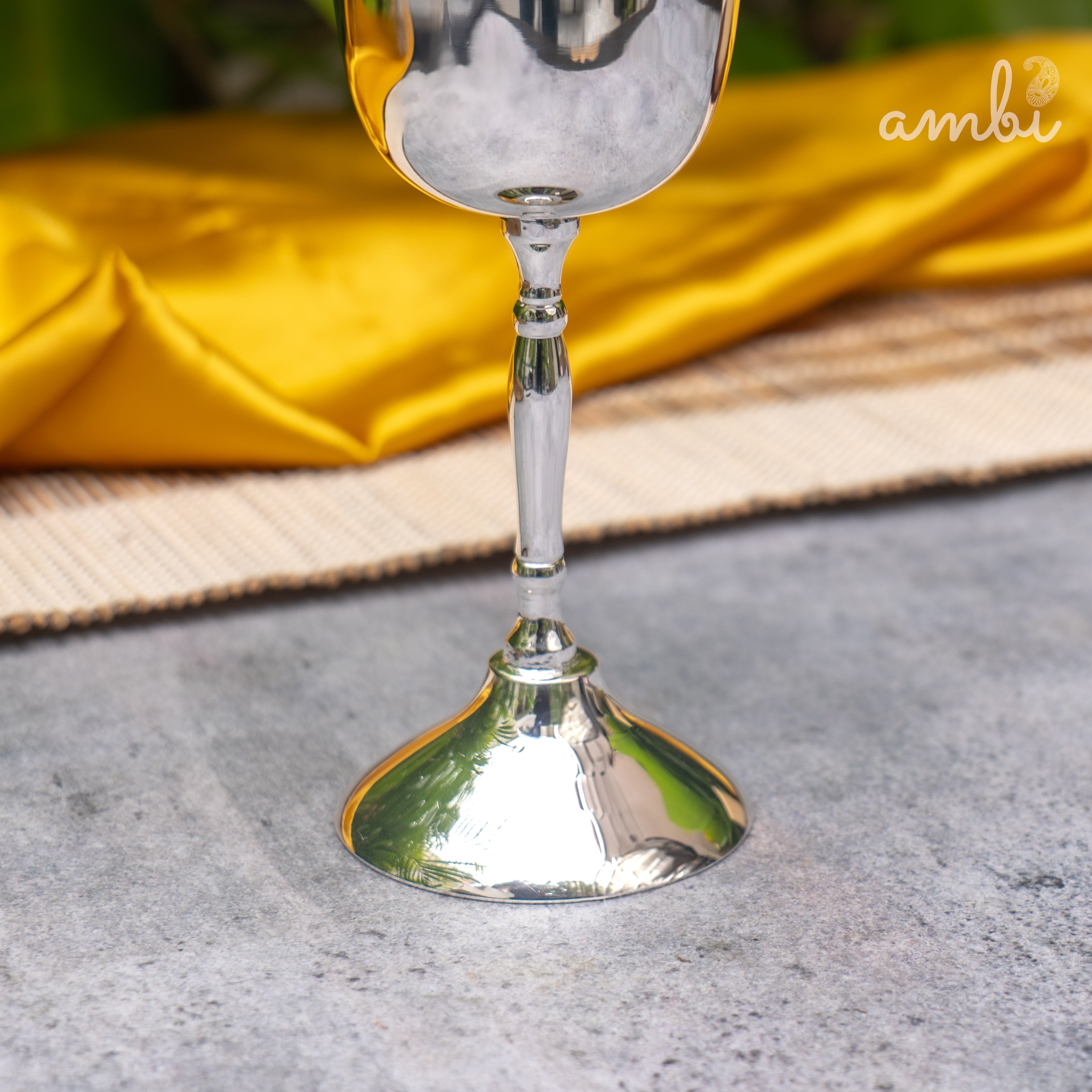 Ambi Pure Silver-Plated Brass Wine Glass – Glossy Finish | 230ml