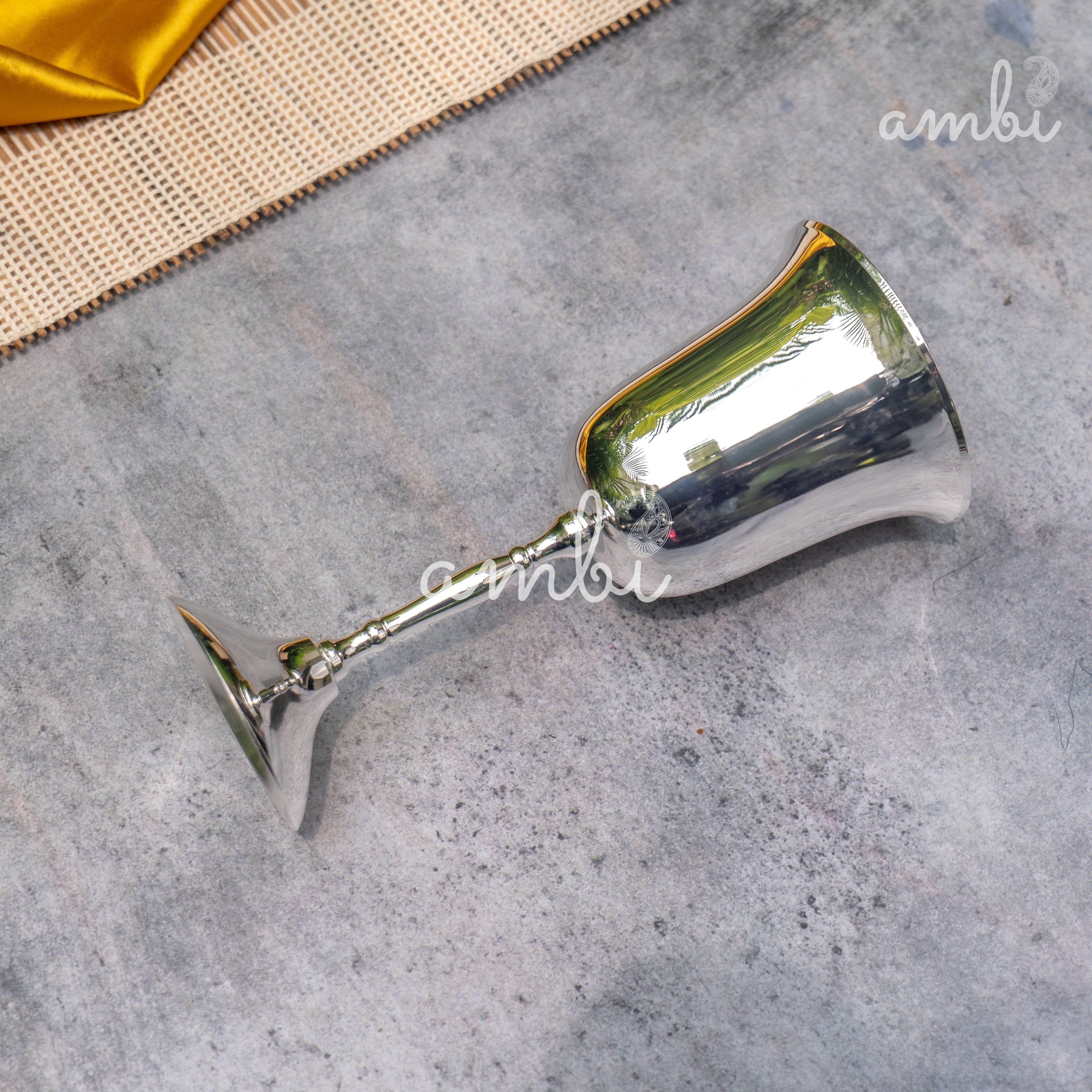 Pure Silver-Plated Wine Glass – Elegant, Vintage-Inspired Statement Piece in Glossy Finish