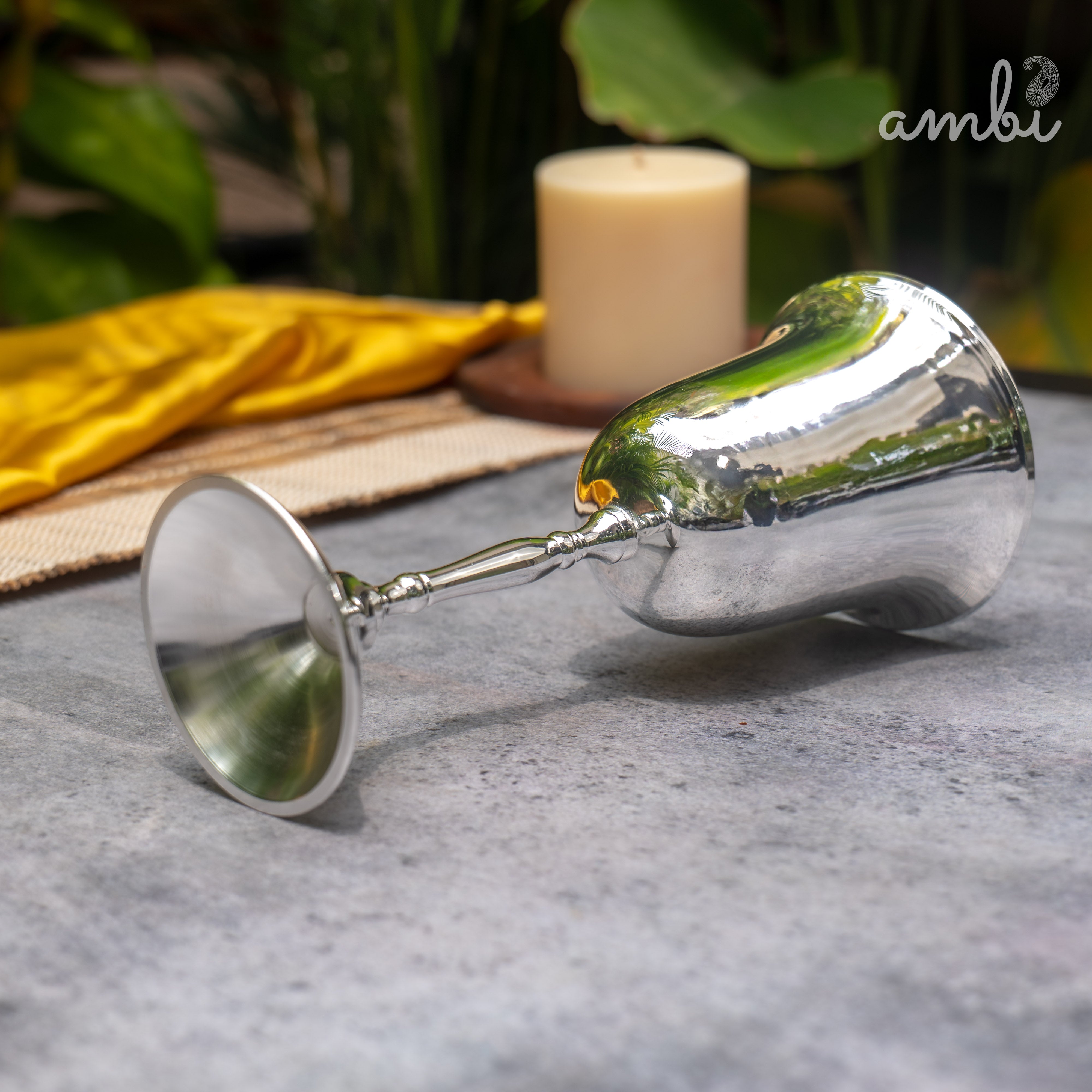 Ambi Pure Silver-Plated Brass Wine Glass – Glossy Finish | 230ml
