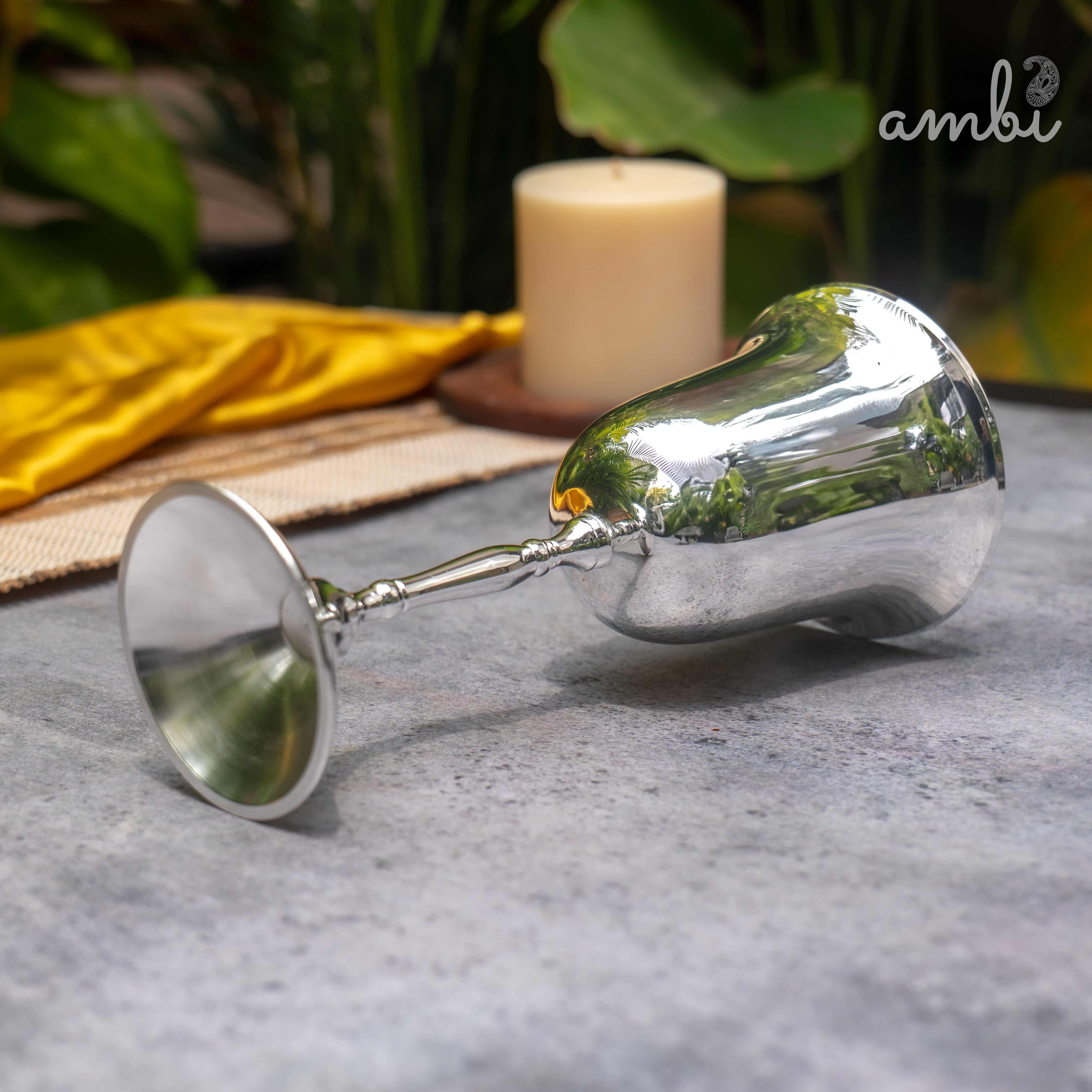 Ambi Pure Silver-Plated Brass Wine Glass – Glossy Finish | 230ml