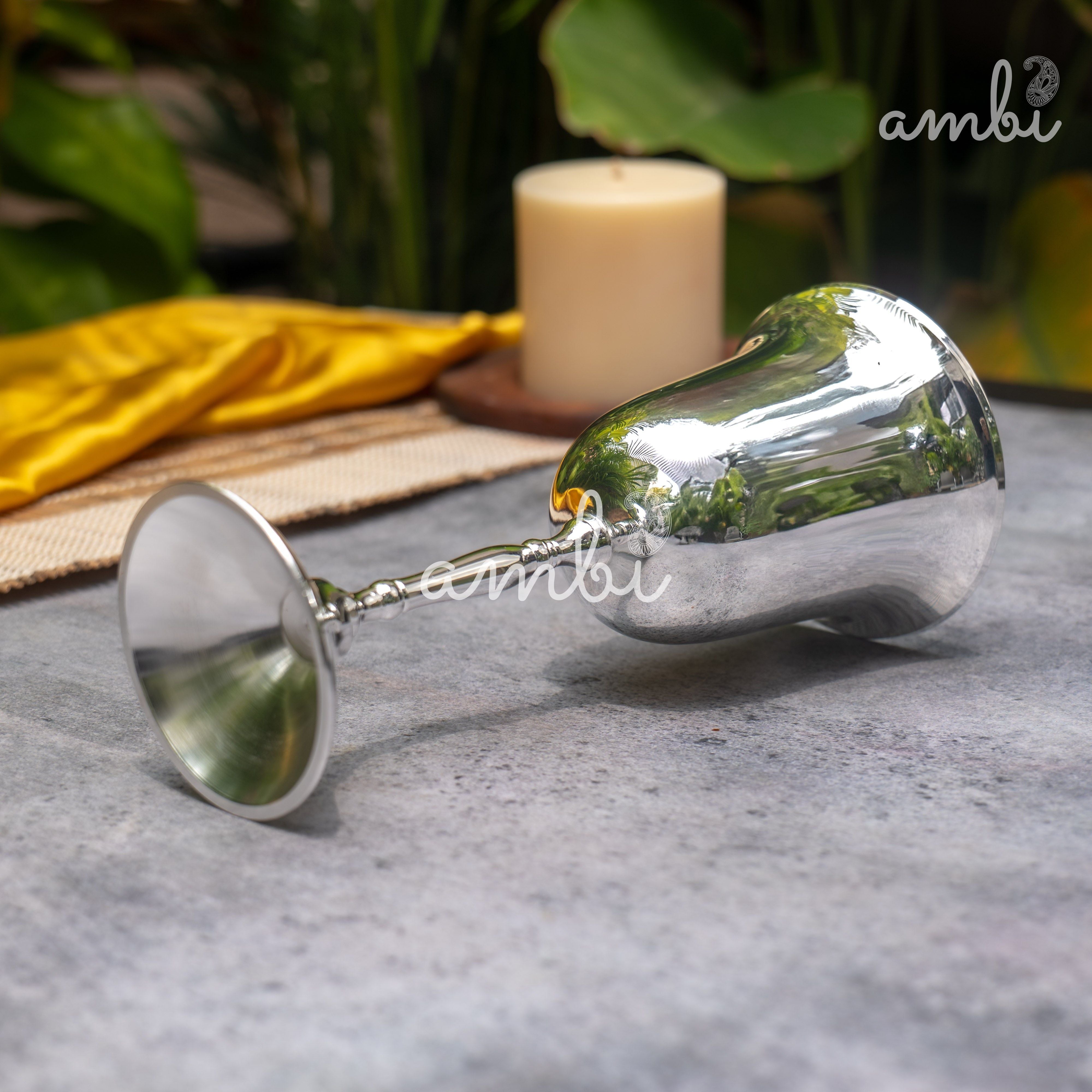 Pure Silver-Plated Wine Glass – Elegant, Vintage-Inspired Statement Piece in Glossy Finish