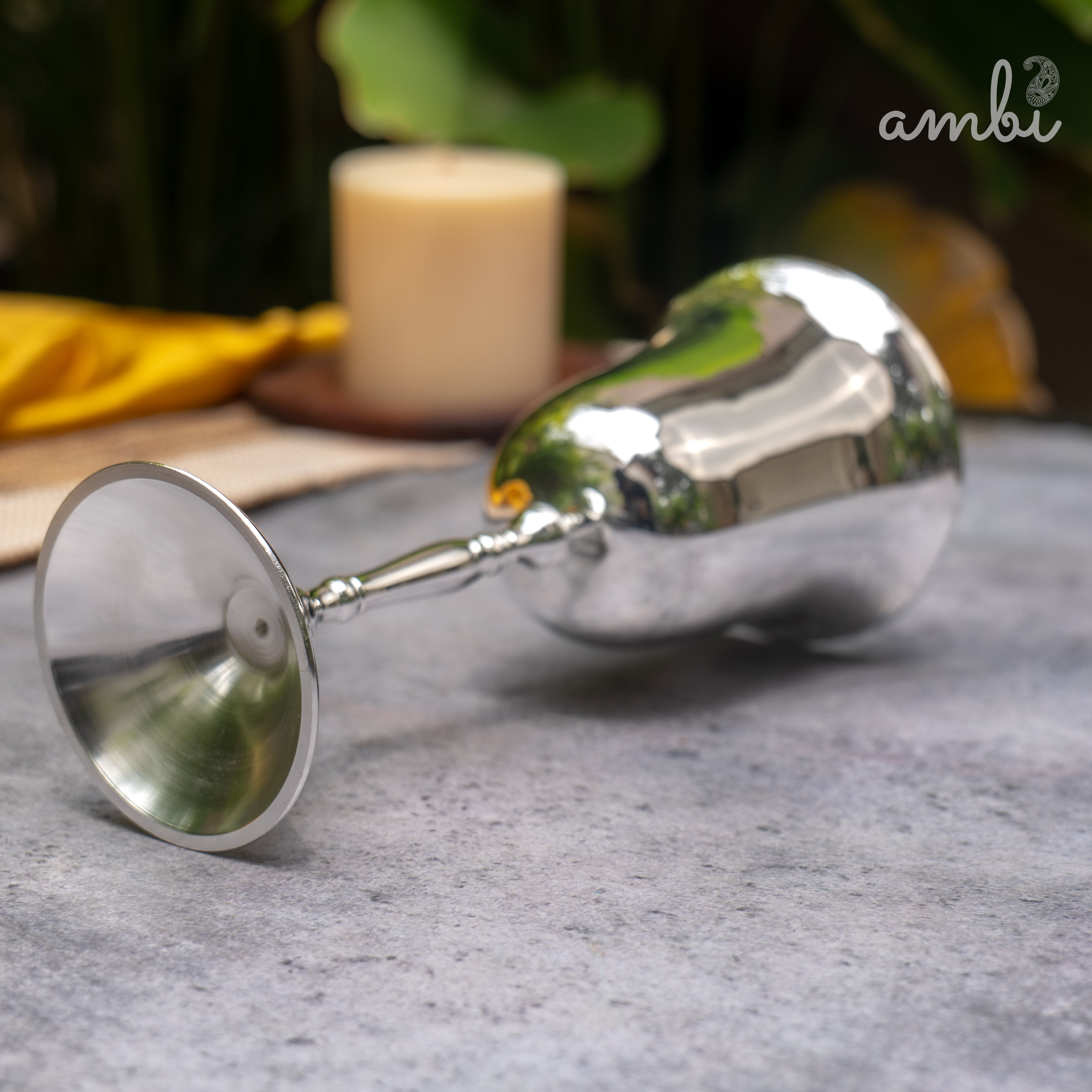 Ambi Pure Silver-Plated Brass Wine Glass – Glossy Finish | 230ml