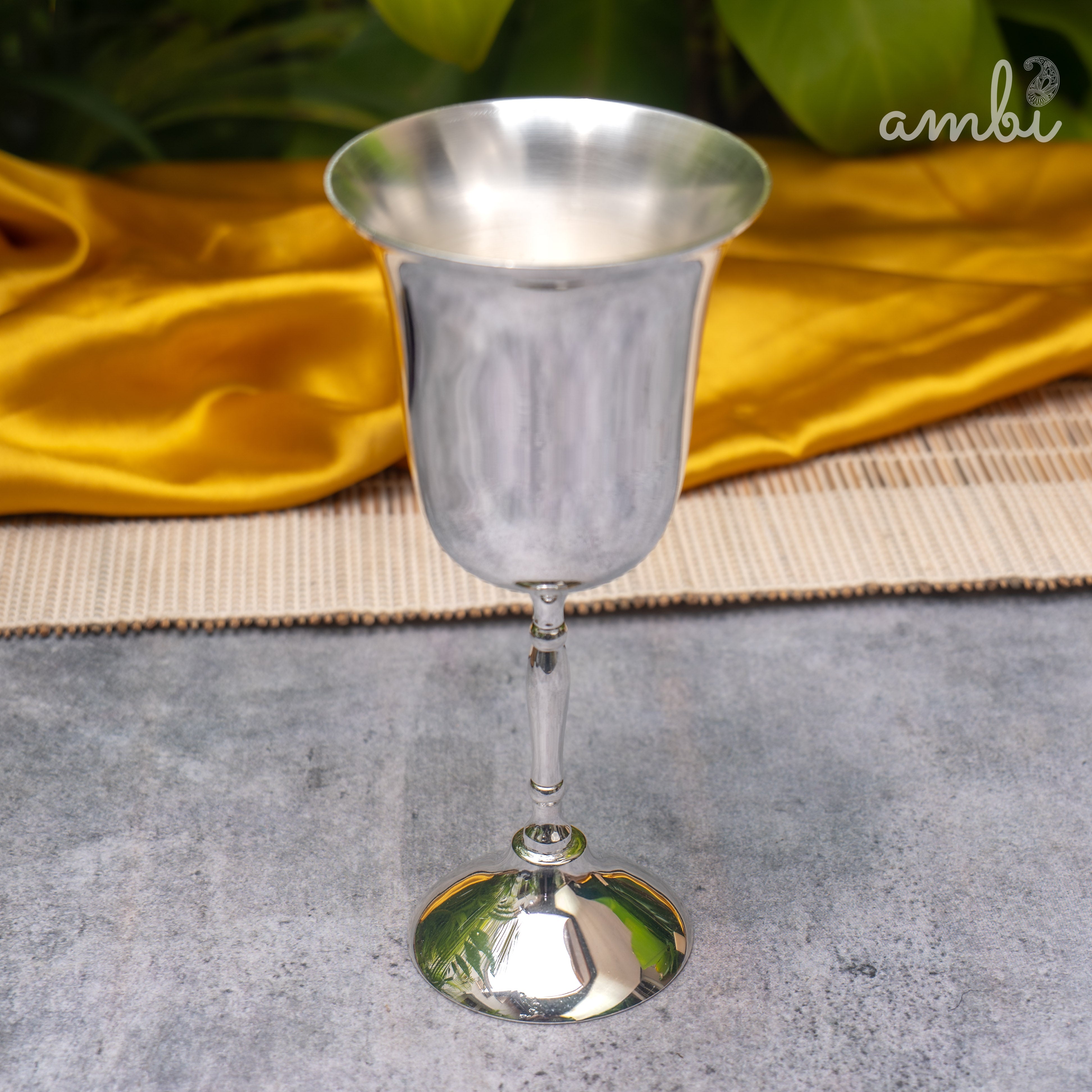 Ambi Pure Silver-Plated Brass Wine Glass – Glossy Finish | 230ml