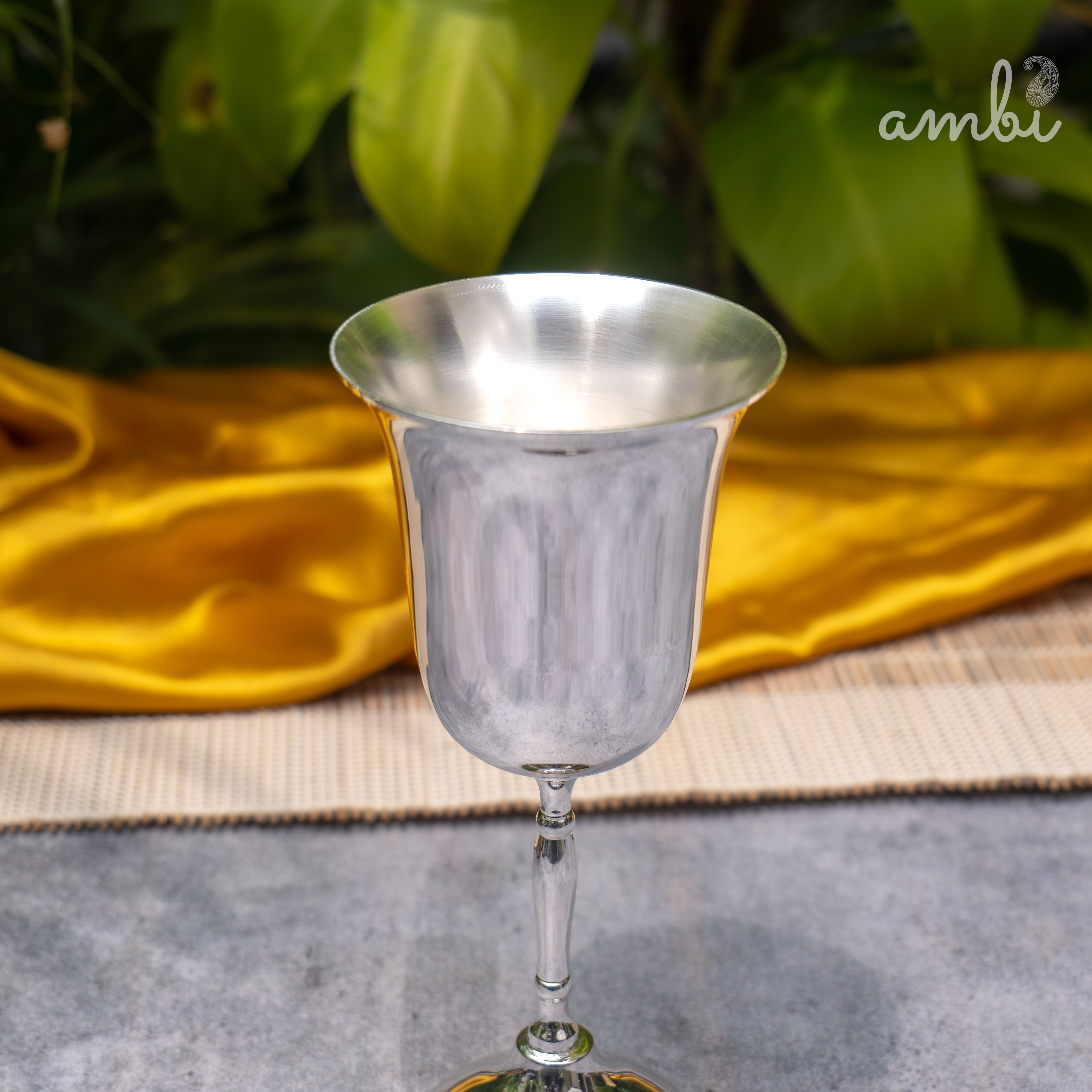 Ambi Pure Silver-Plated Brass Wine Glass – Glossy Finish | 230ml