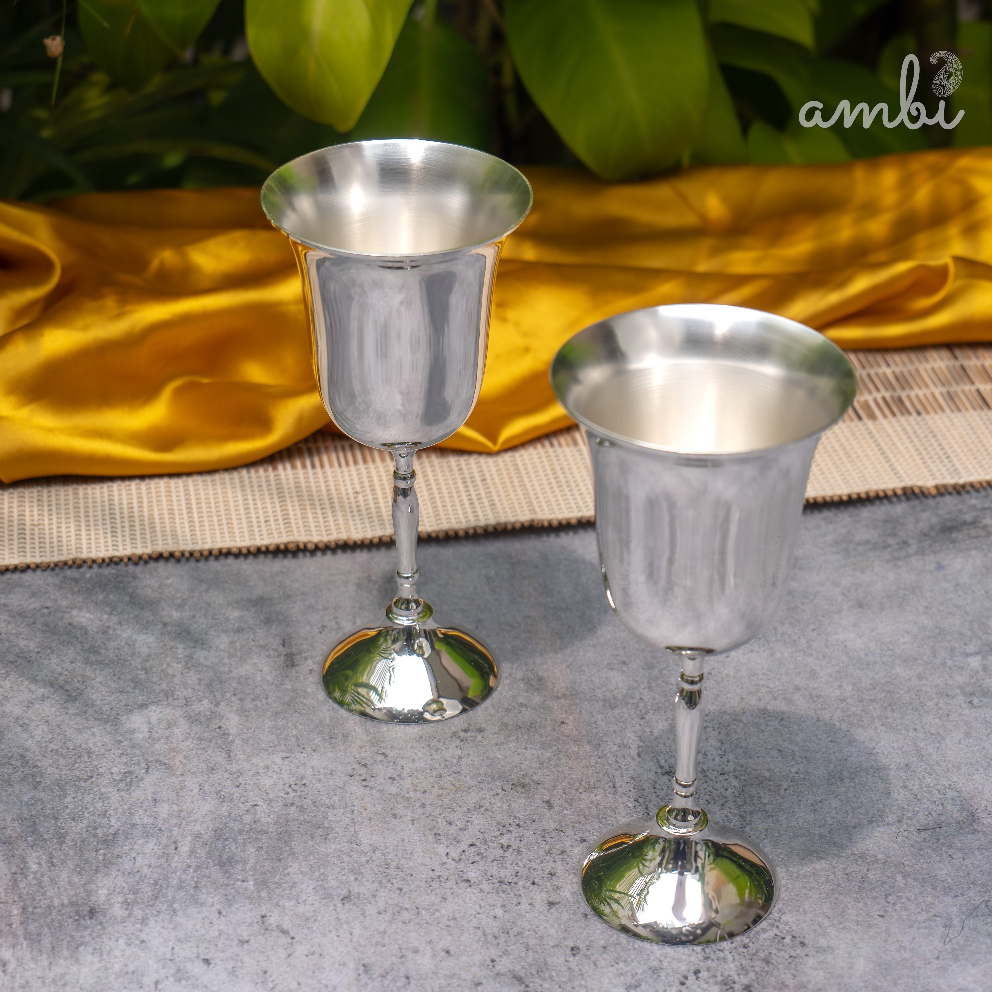 Ambi Pure Silver-Plated Brass Wine Glass – Glossy Finish | 230ml