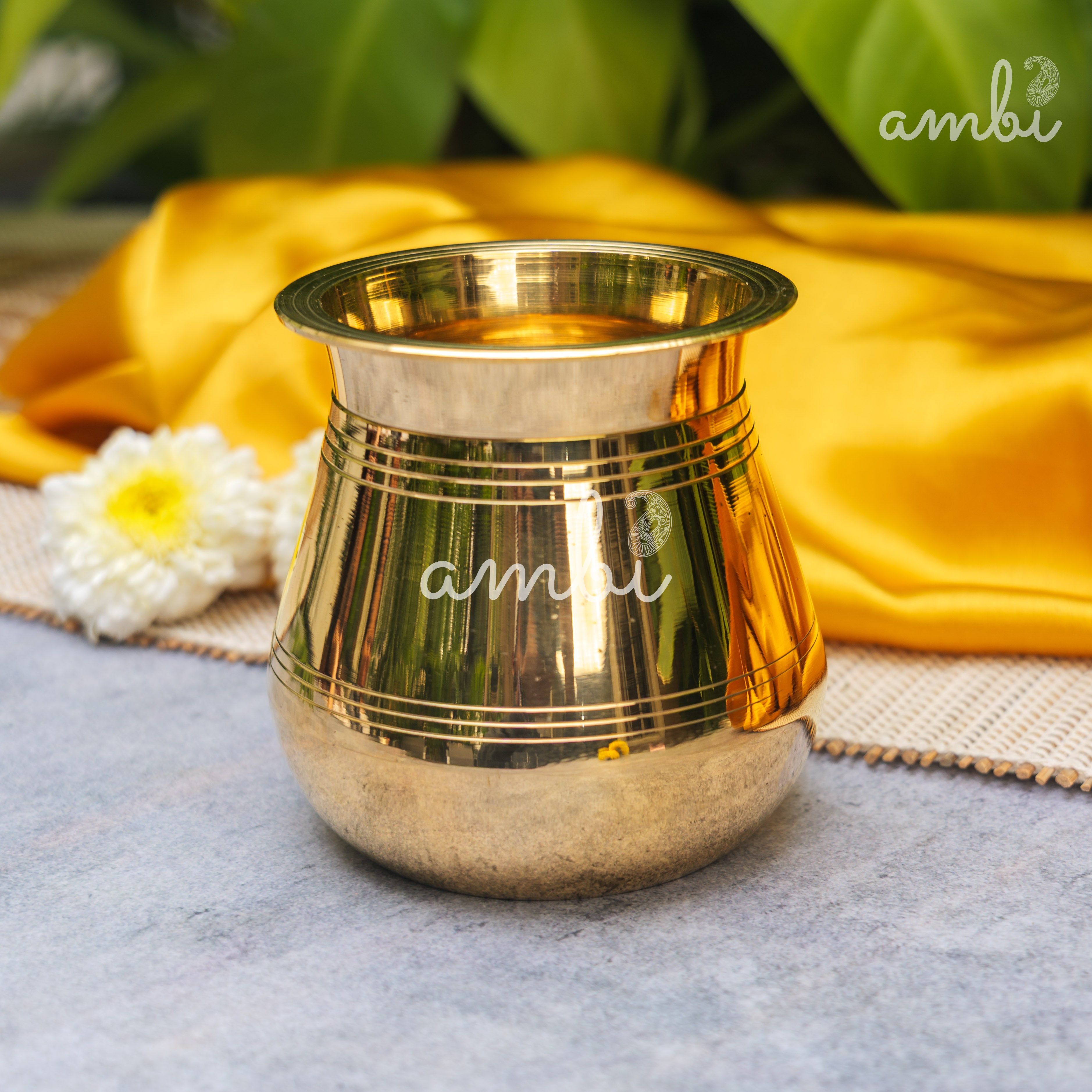 100% Pure Brass Traditional Satari Water Kalash / Lota / Matka - 500 ML