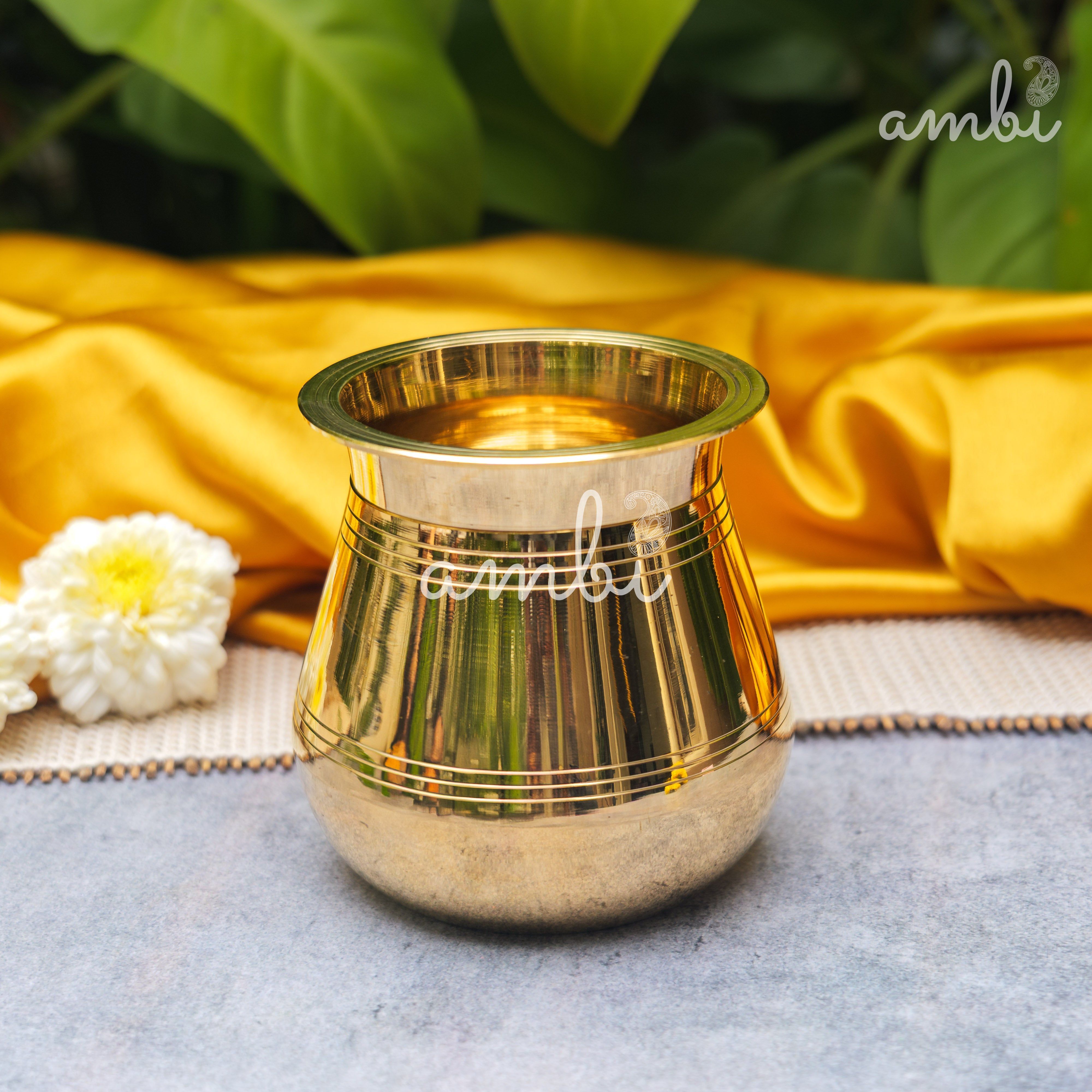 100% Pure Brass Traditional Satari Water Kalash / Lota / Matka - 500 ML