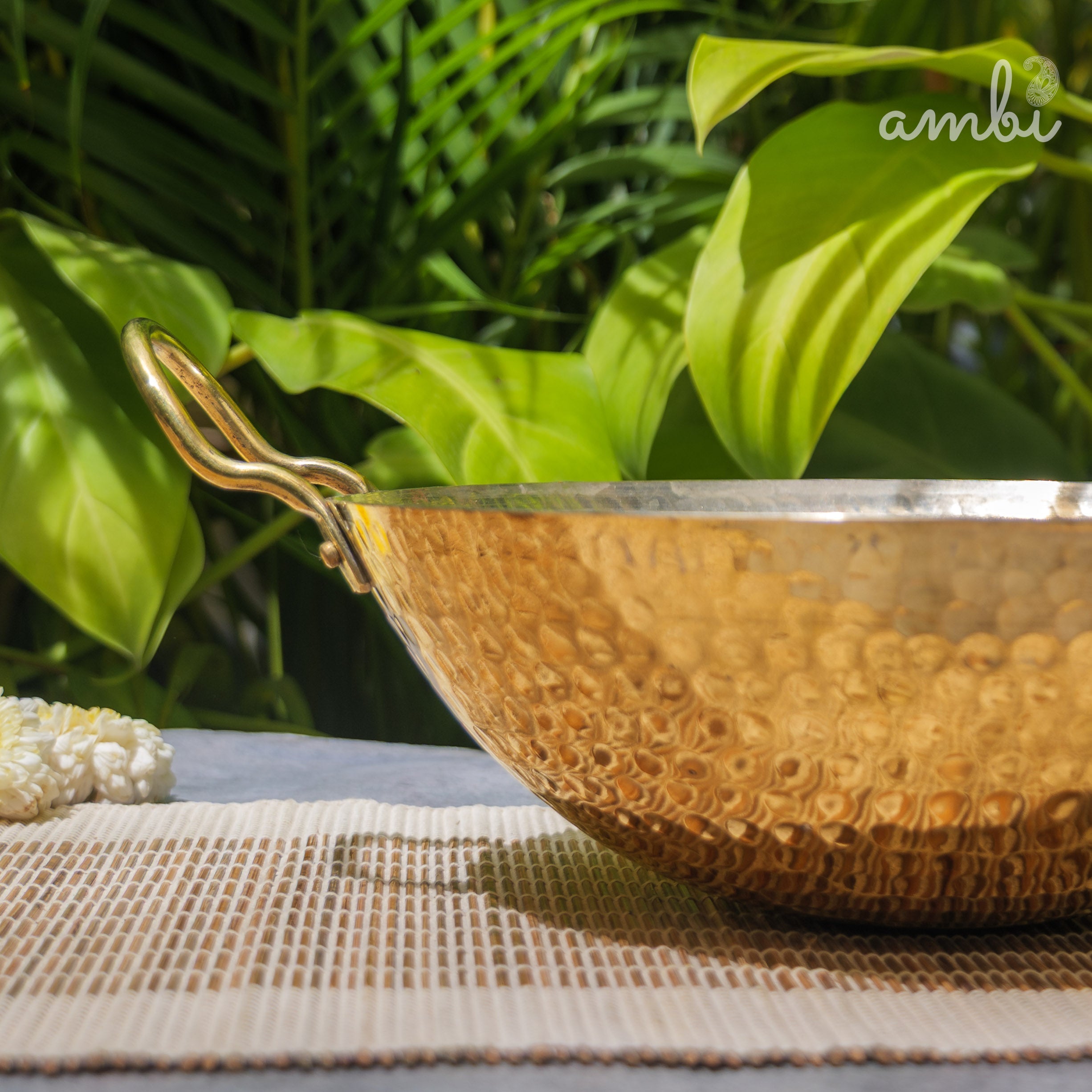 Pure Brass Traditional Hammered Kadhai — 11 Inches | Ambi