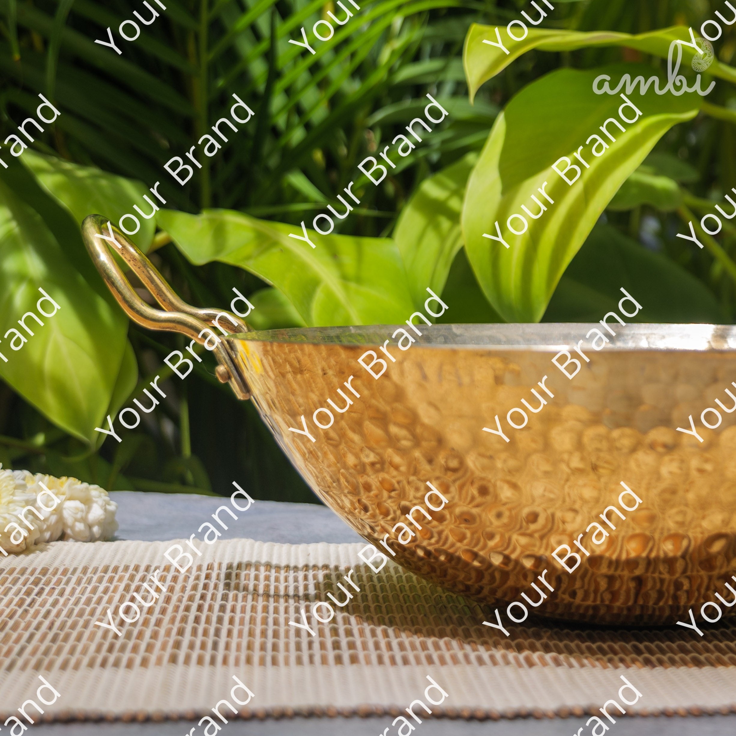 Pure Brass Traditional Hammered Kadhai — 11 Inches | Ambi