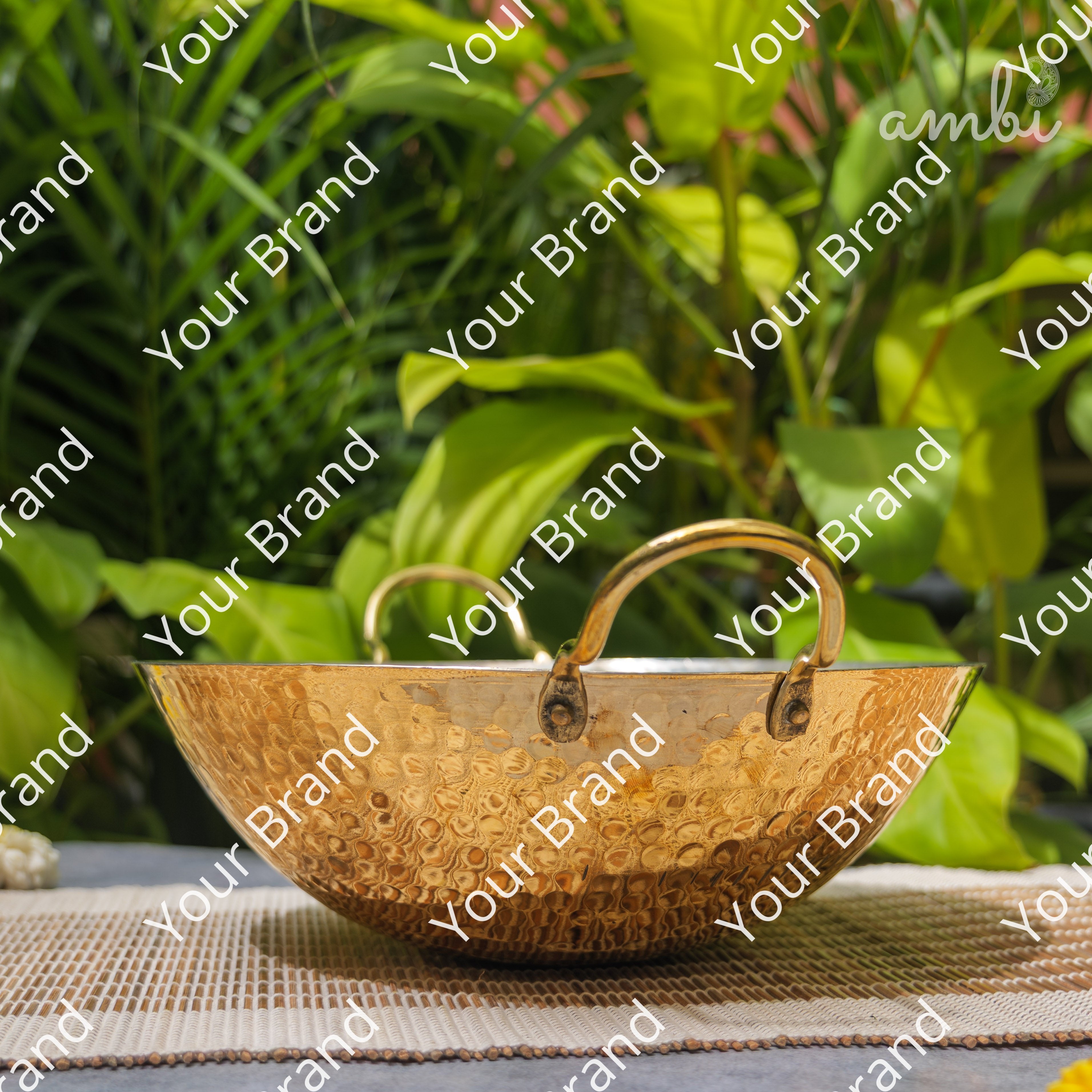 Pure Brass Traditional Hammered Kadhai — 11 Inches | Ambi