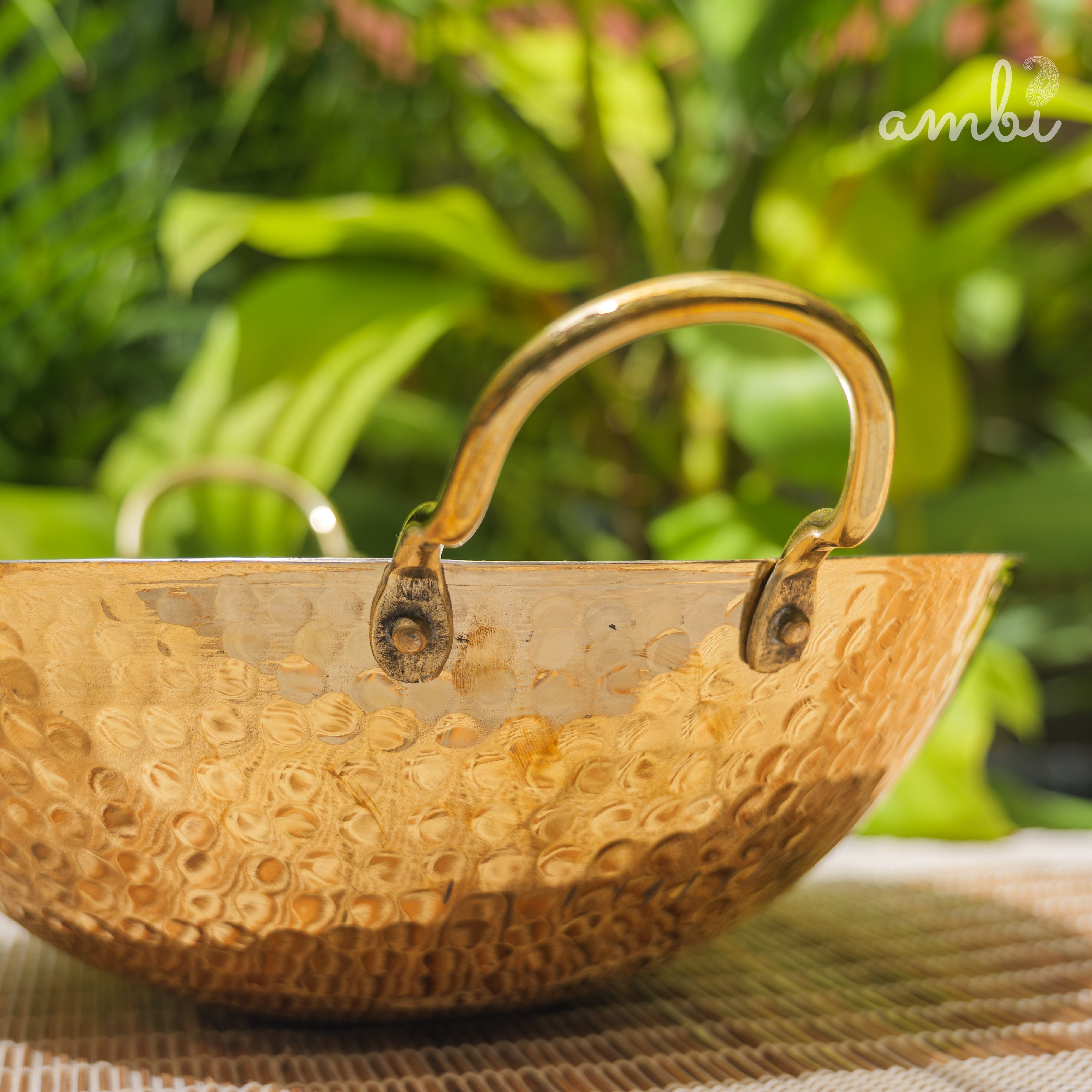 Pure Brass Traditional Hammered Kadhai — 11 Inches | Ambi