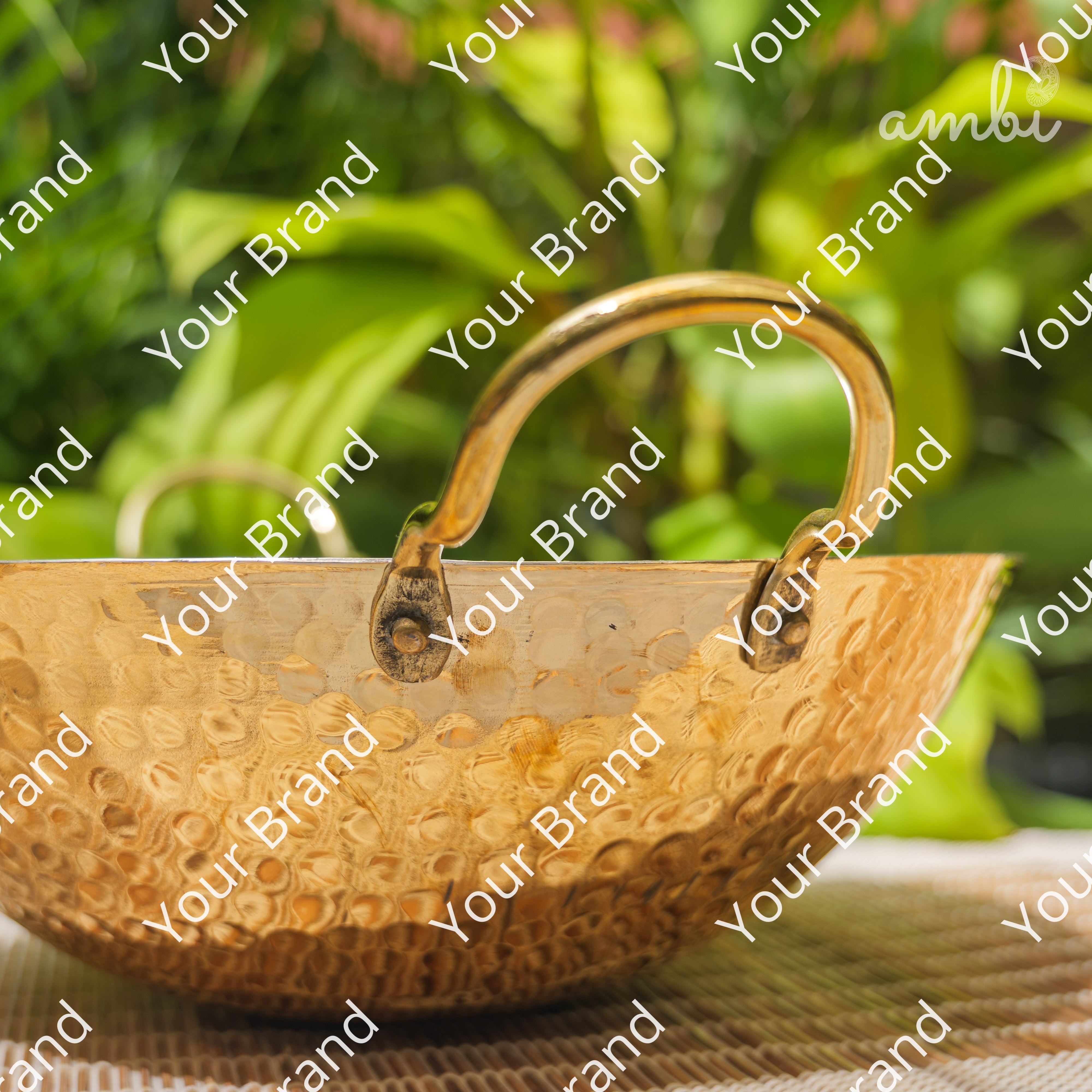 Pure Brass Traditional Hammered Kadhai — 11 Inches | Ambi