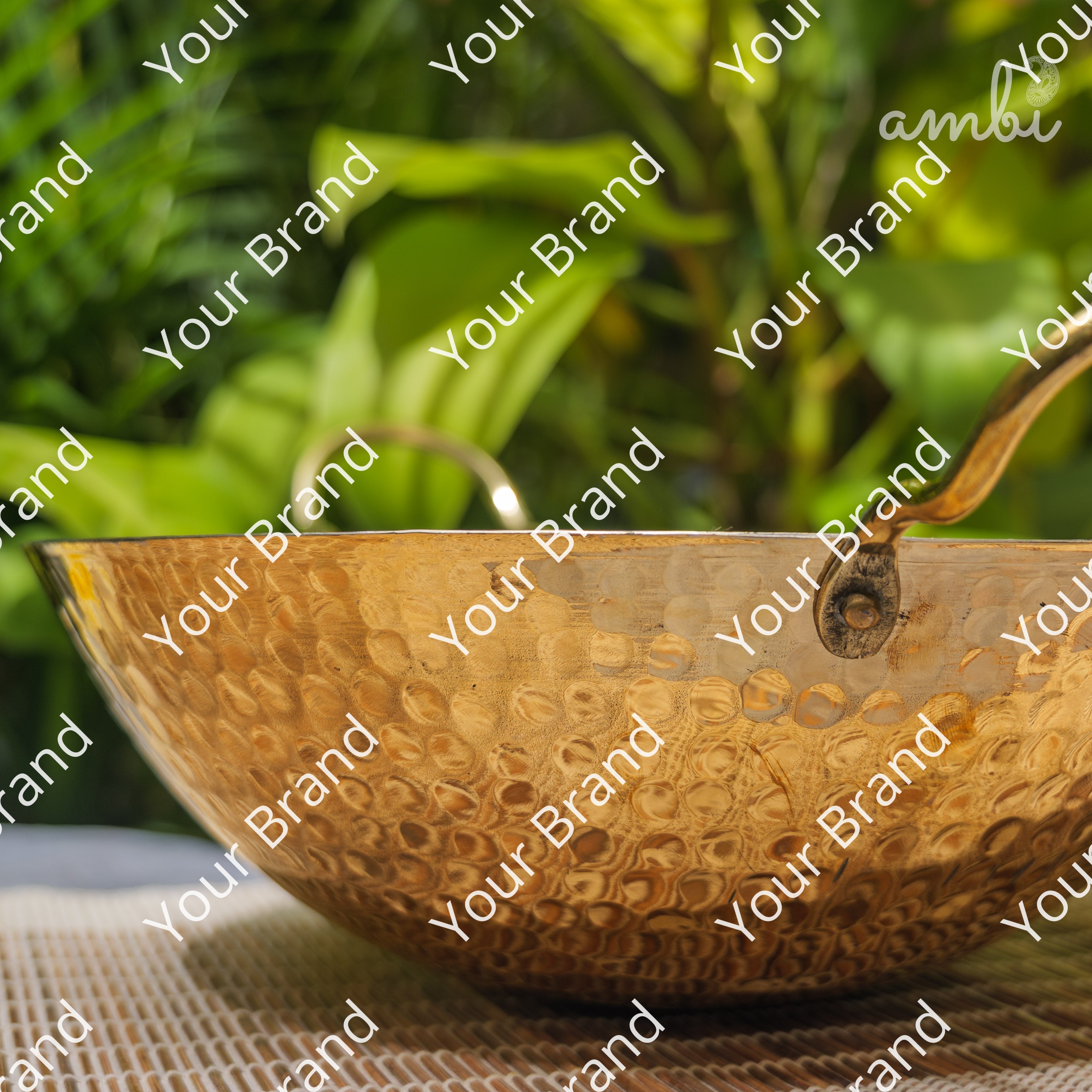 Pure Brass Traditional Hammered Kadhai — 11 Inches | Ambi