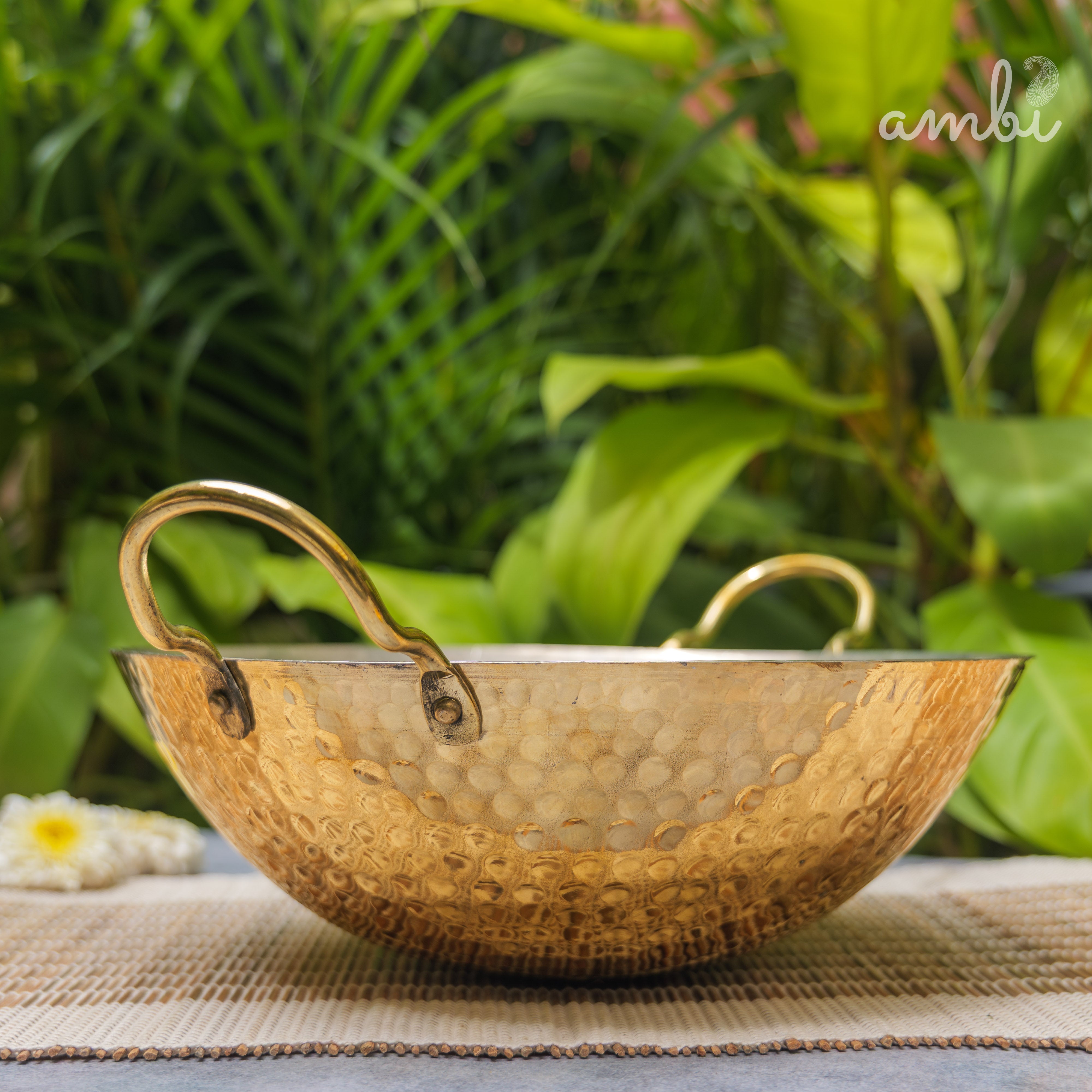 Pure Brass Traditional Hammered Kadhai — 11 Inches | Ambi