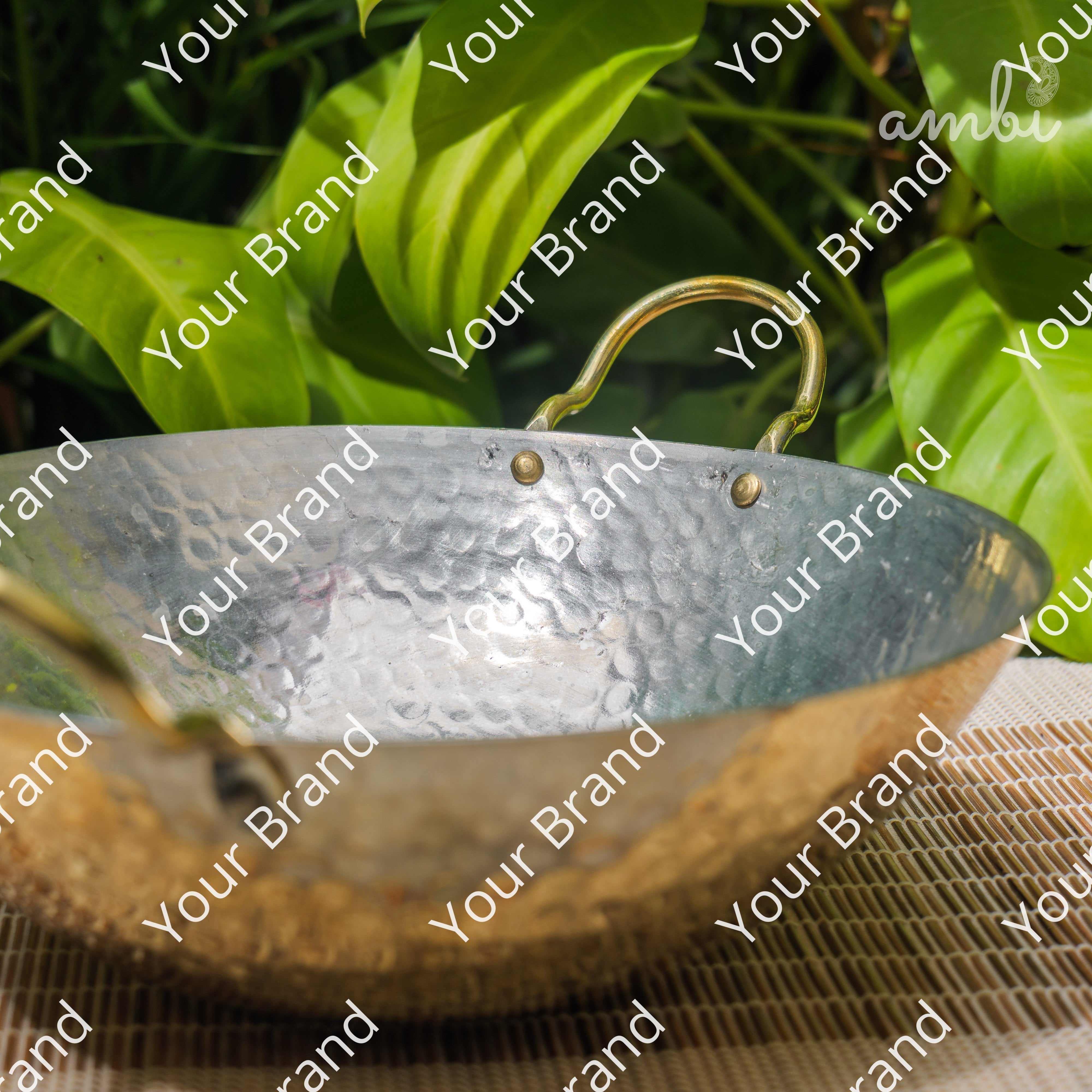 Pure Brass Traditional Hammered Kadhai — 11 Inches | Ambi