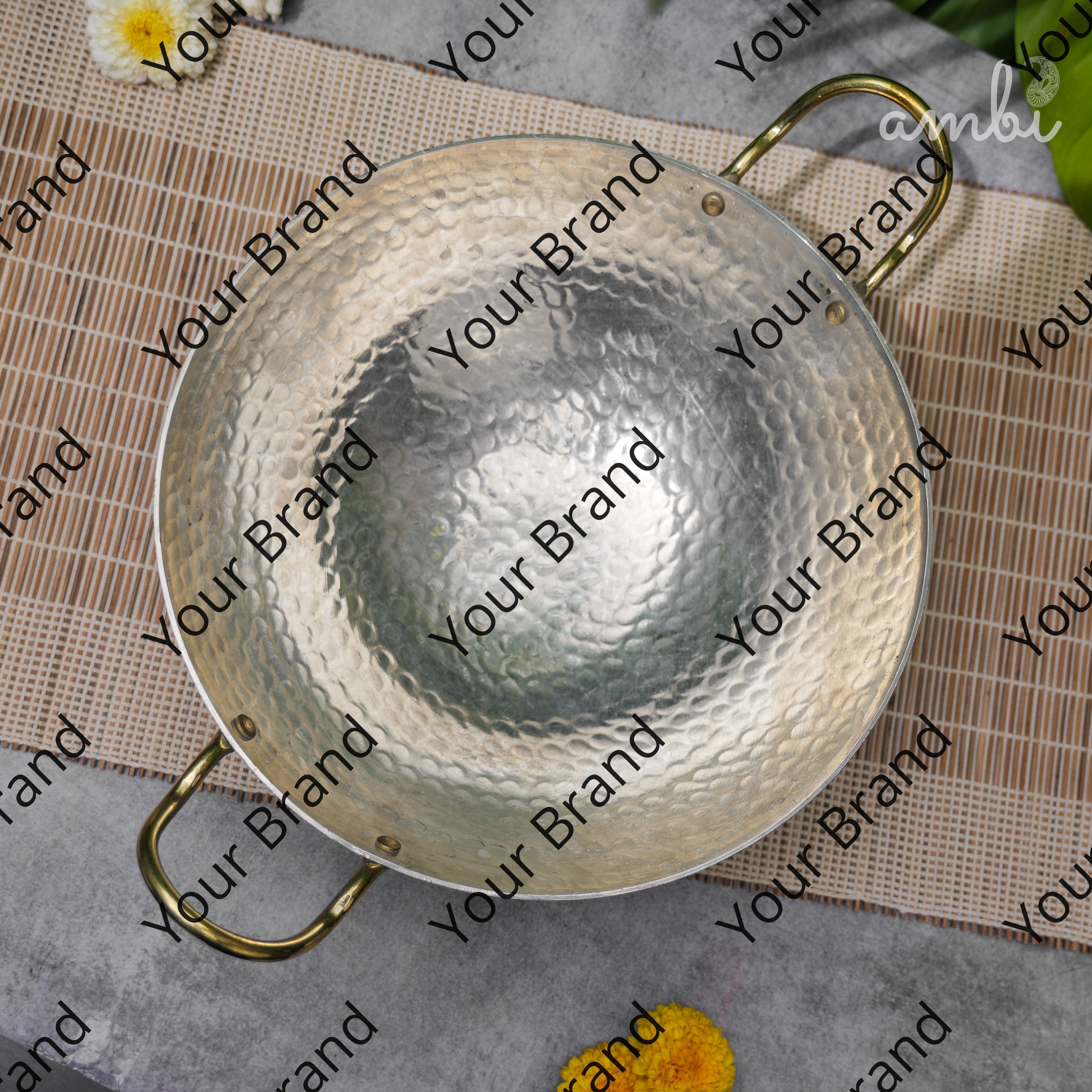 Pure Brass Traditional Hammered Kadhai — 11 Inches | Ambi
