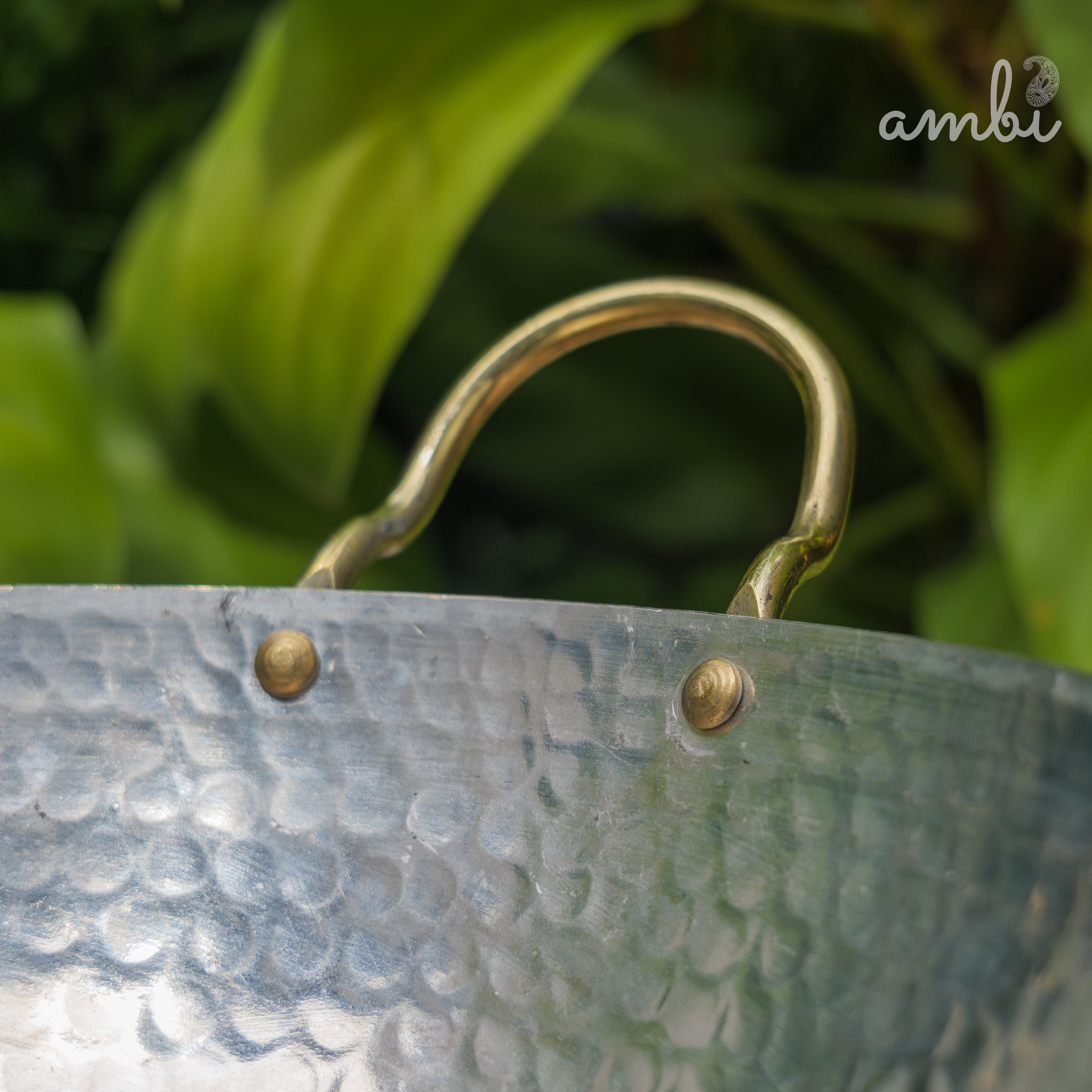 Pure Brass Traditional Hammered Kadhai / Kadai - 11 inches diameter