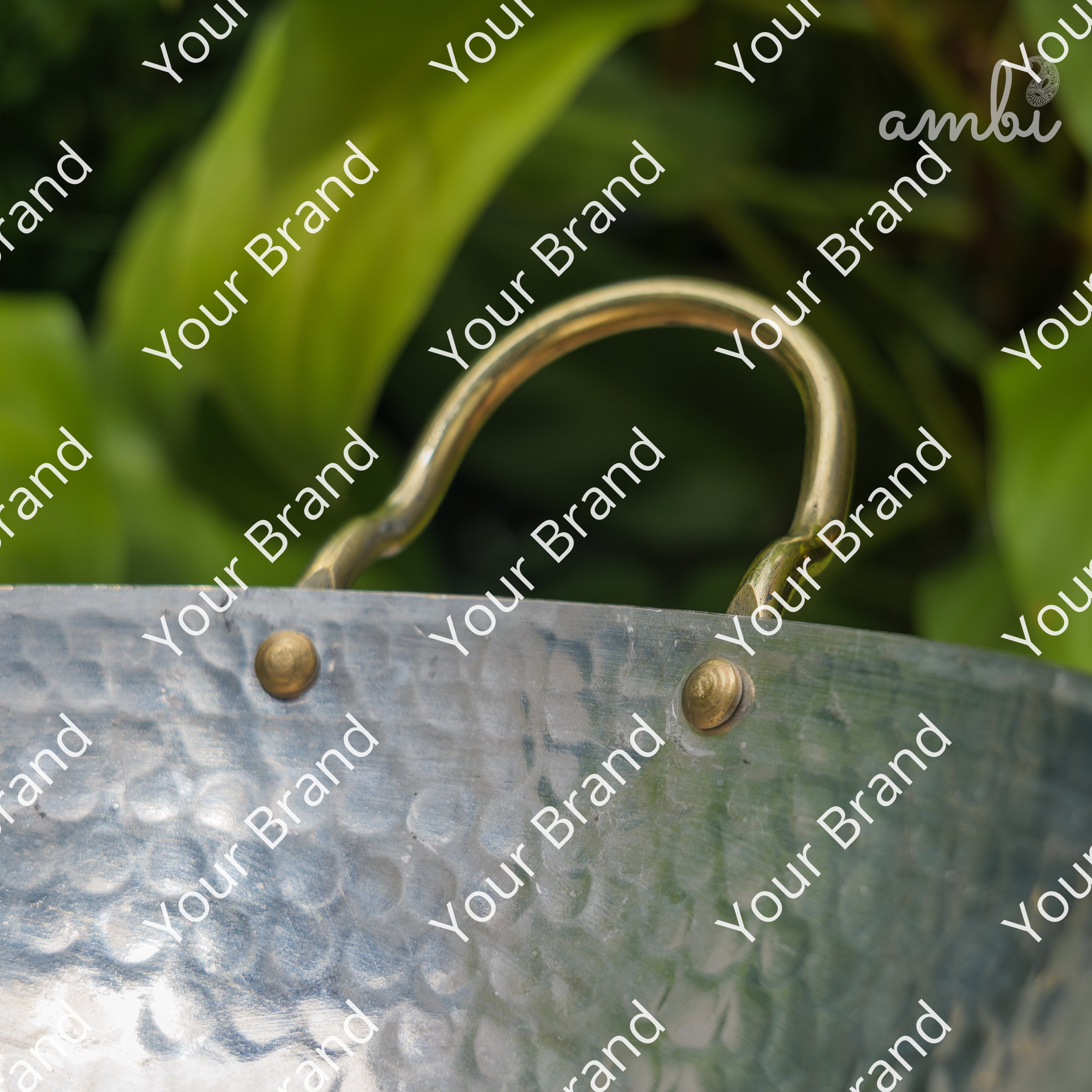 Pure Brass Traditional Hammered Kadhai — 11 Inches | Ambi