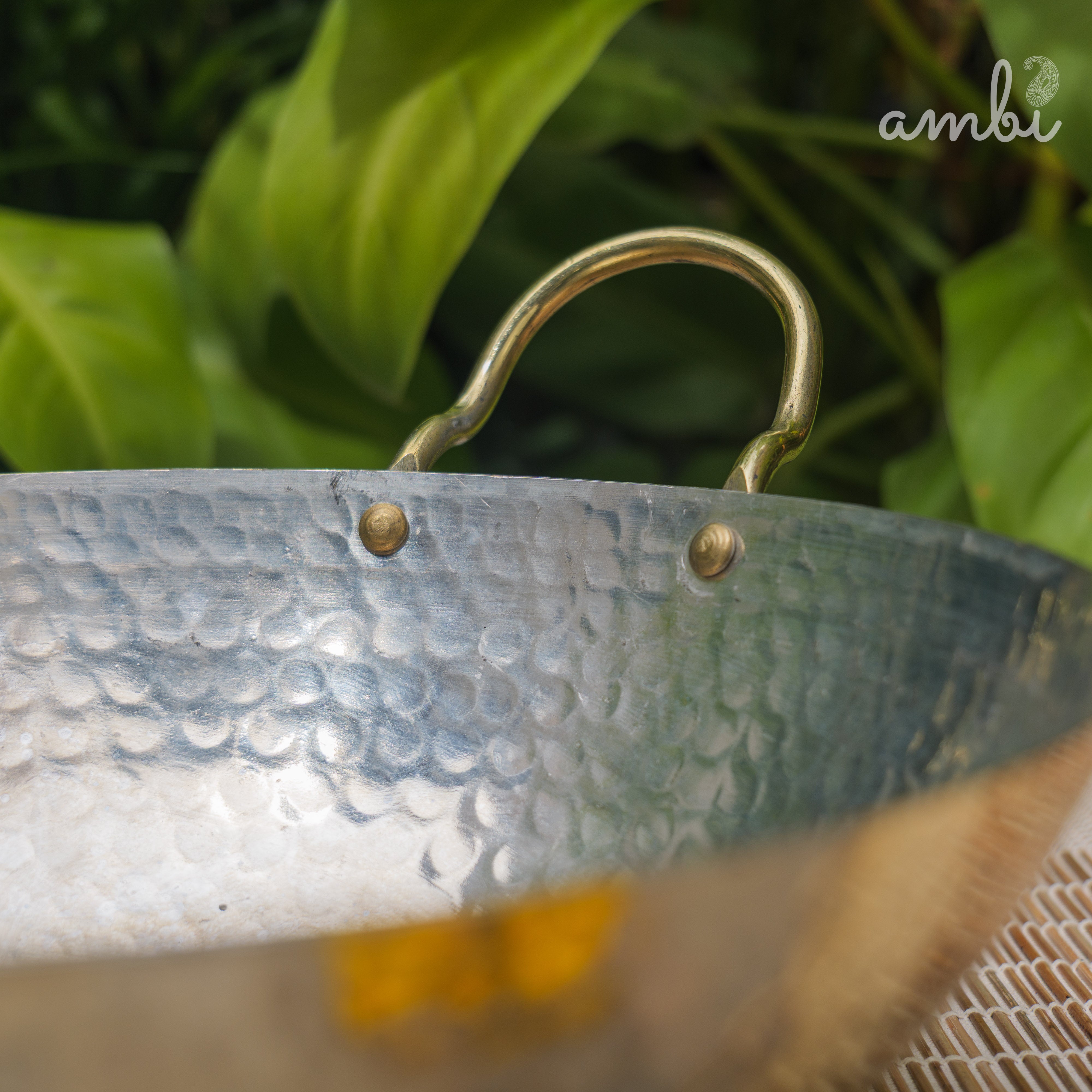 Pure Brass Traditional Hammered Kadhai / Kadai - 11 inches diameter