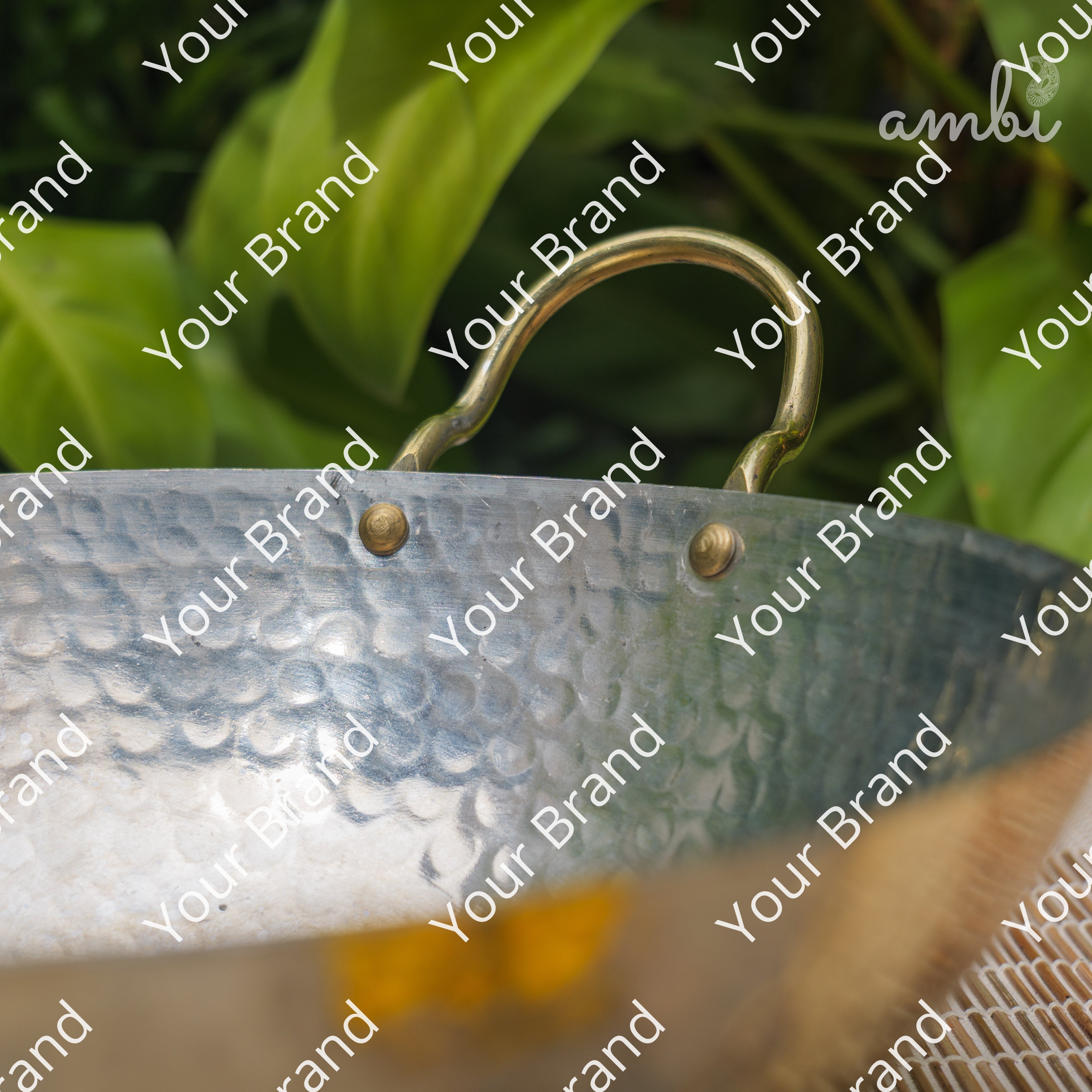 Pure Brass Traditional Hammered Kadhai — 11 Inches | Ambi