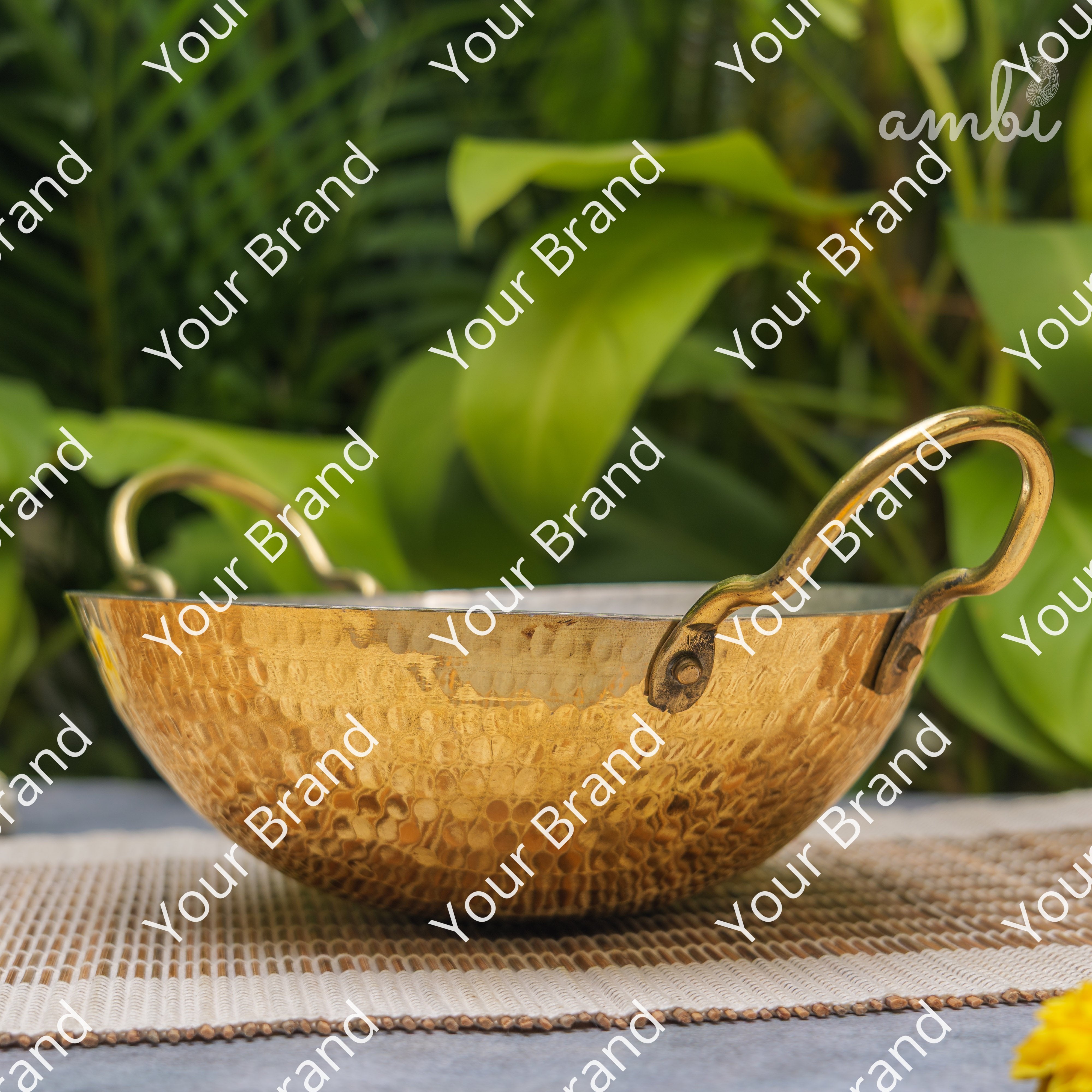 Pure Brass Traditional Hammered Kadhai — 8.5 Inches | Ambi