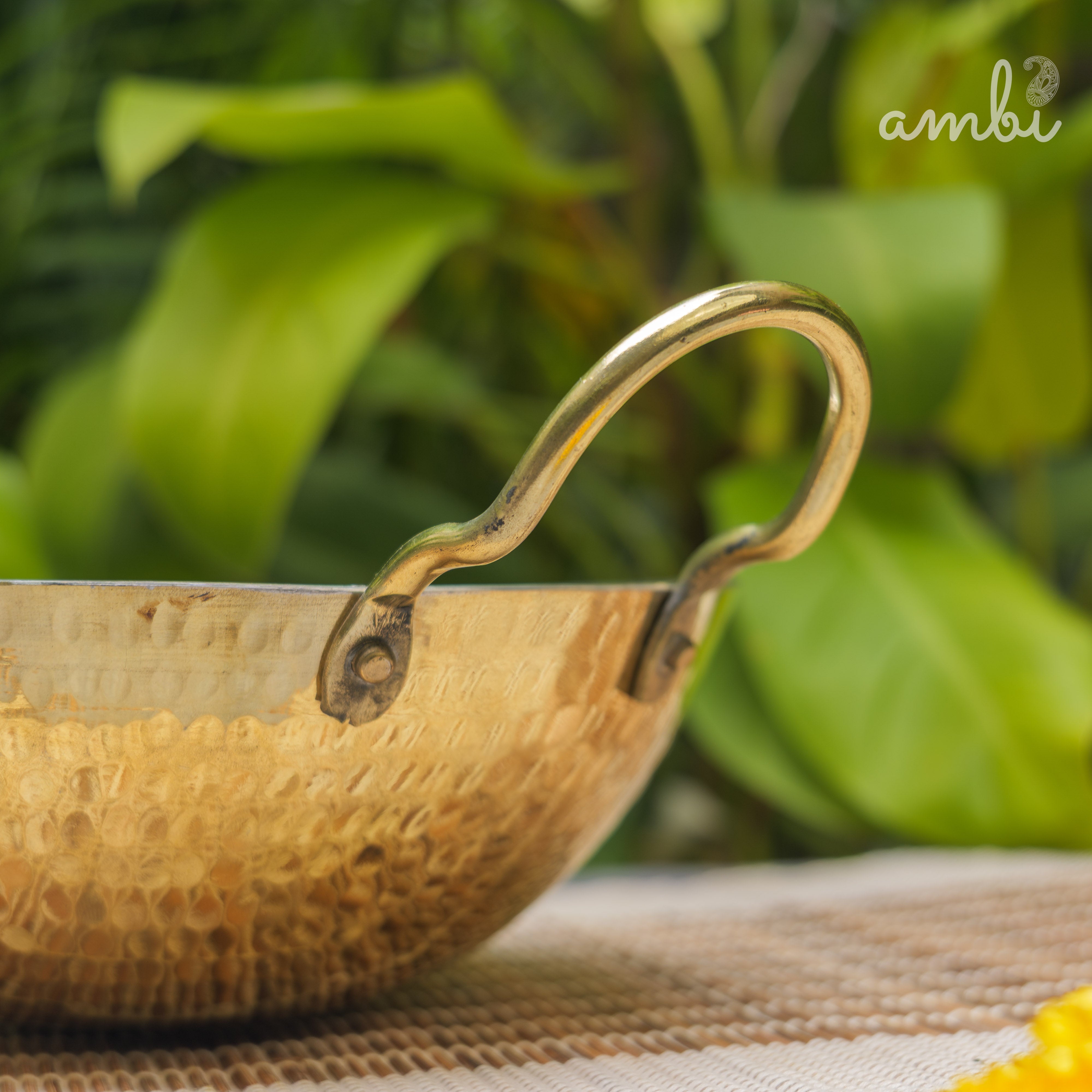 Pure Brass Traditional Hammered Kadhai — 8.5 Inches | Ambi