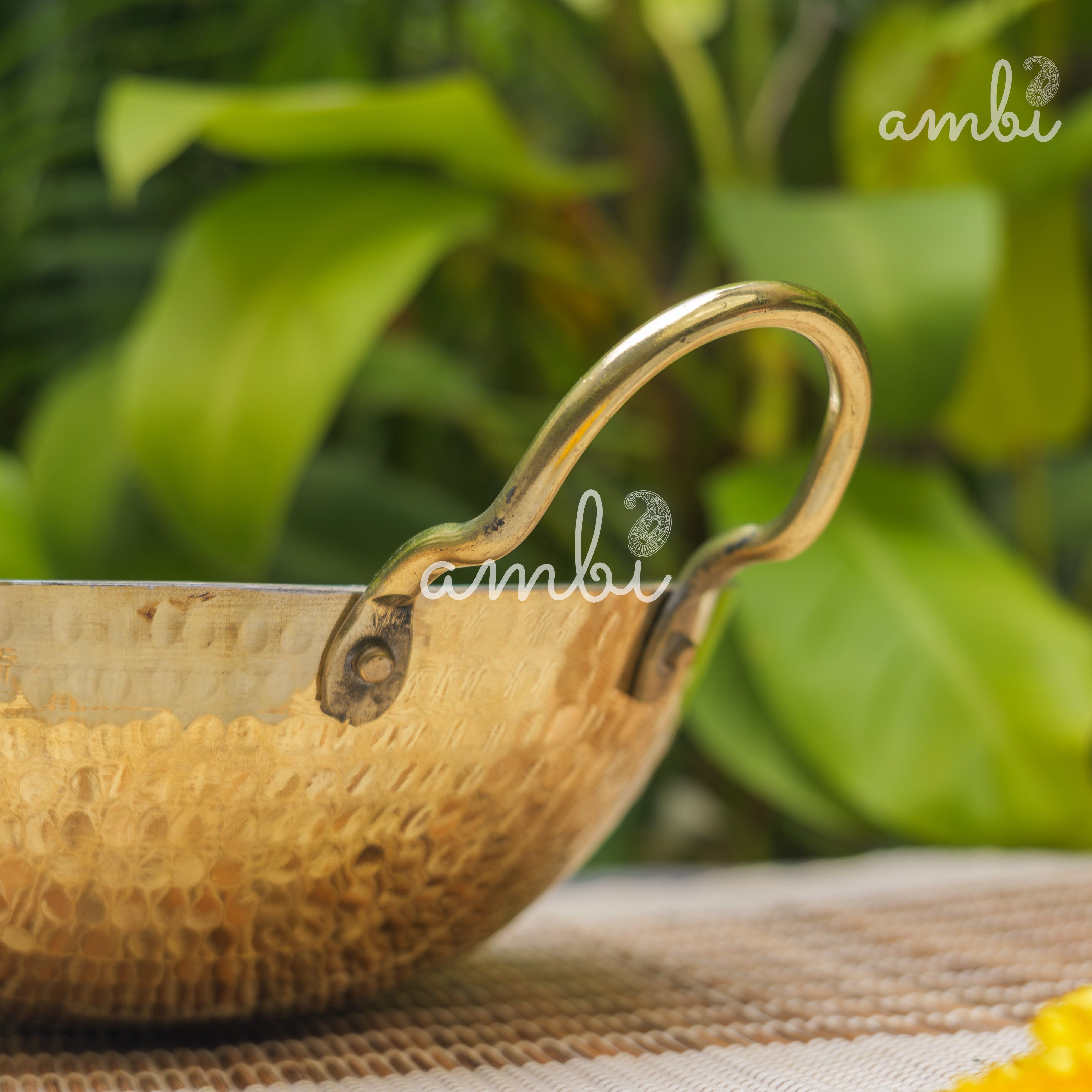 Pure Brass Traditional Hammered Kadhai / Kadai - 8.5 inches diameter