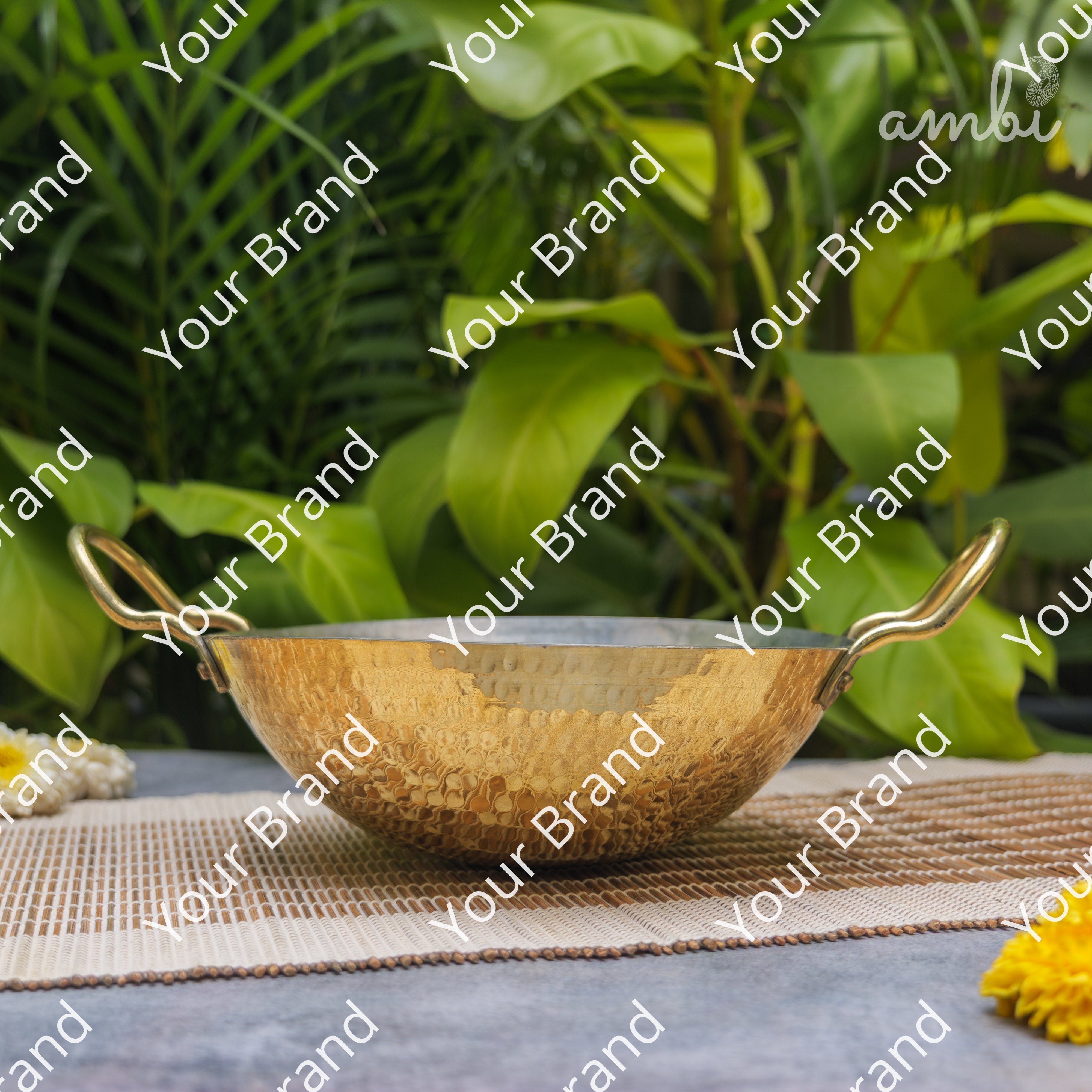 Pure Brass Traditional Hammered Kadhai — 8.5 Inches | Ambi