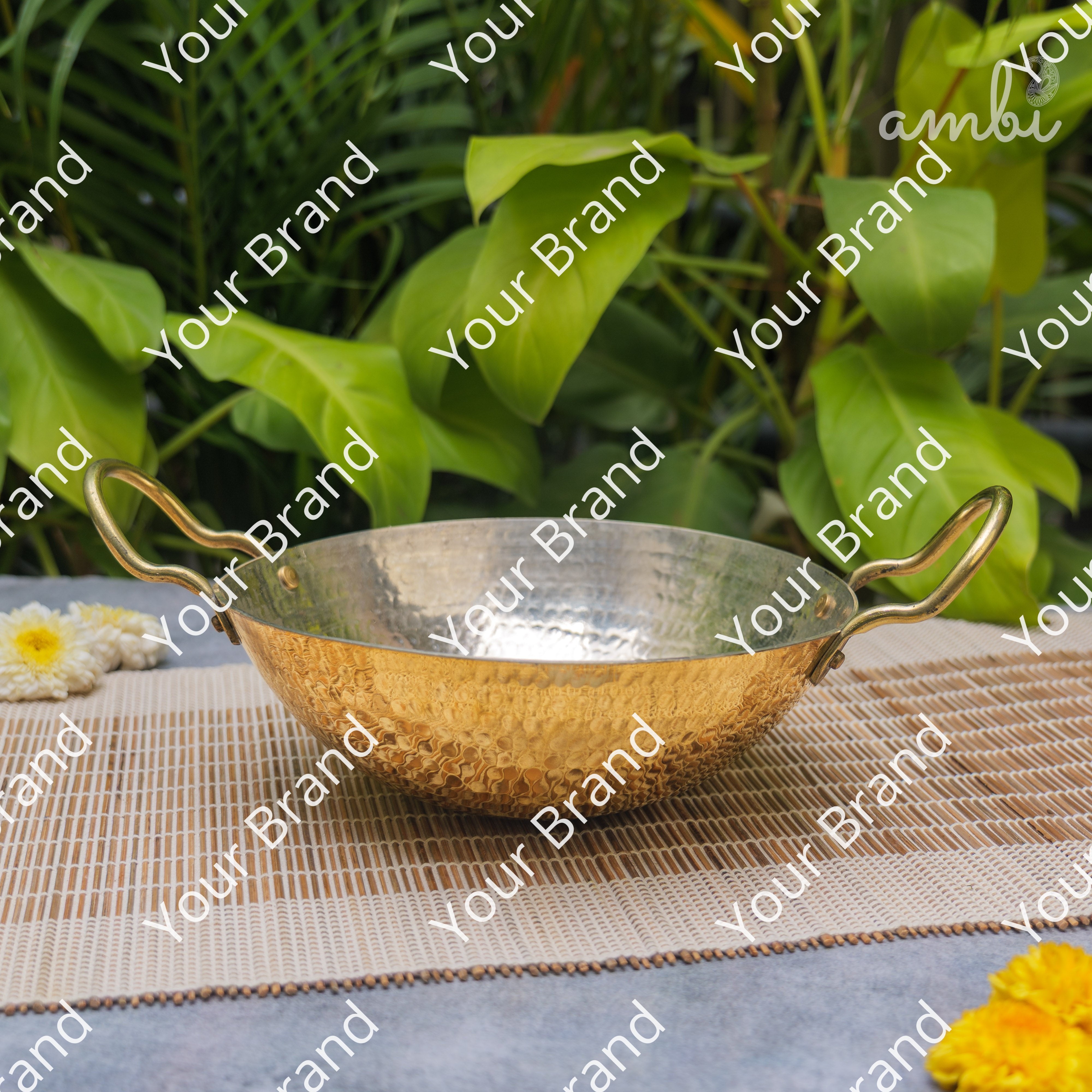 Pure Brass Traditional Hammered Kadhai — 8.5 Inches | Ambi