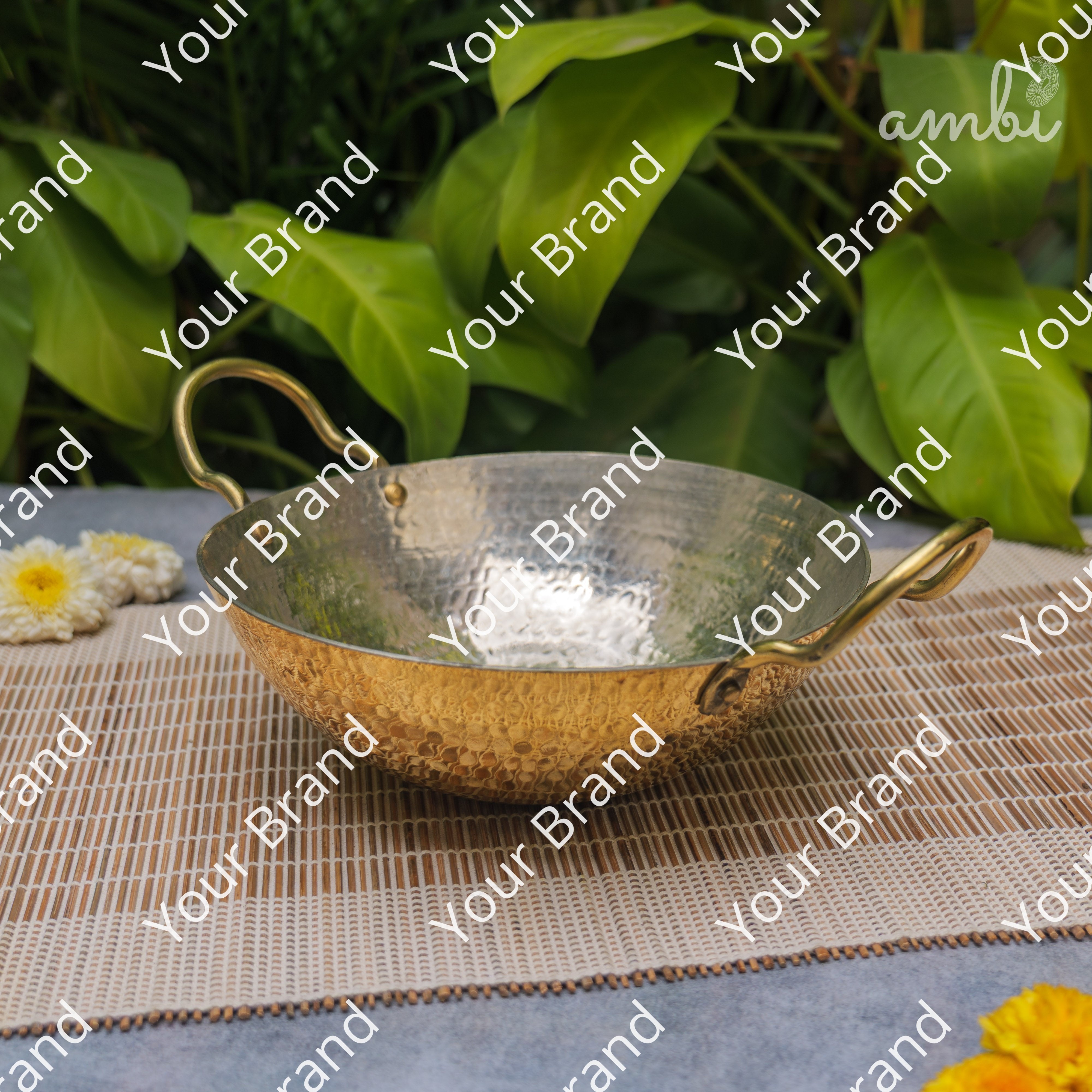 Pure Brass Traditional Hammered Kadhai — 8.5 Inches | Ambi