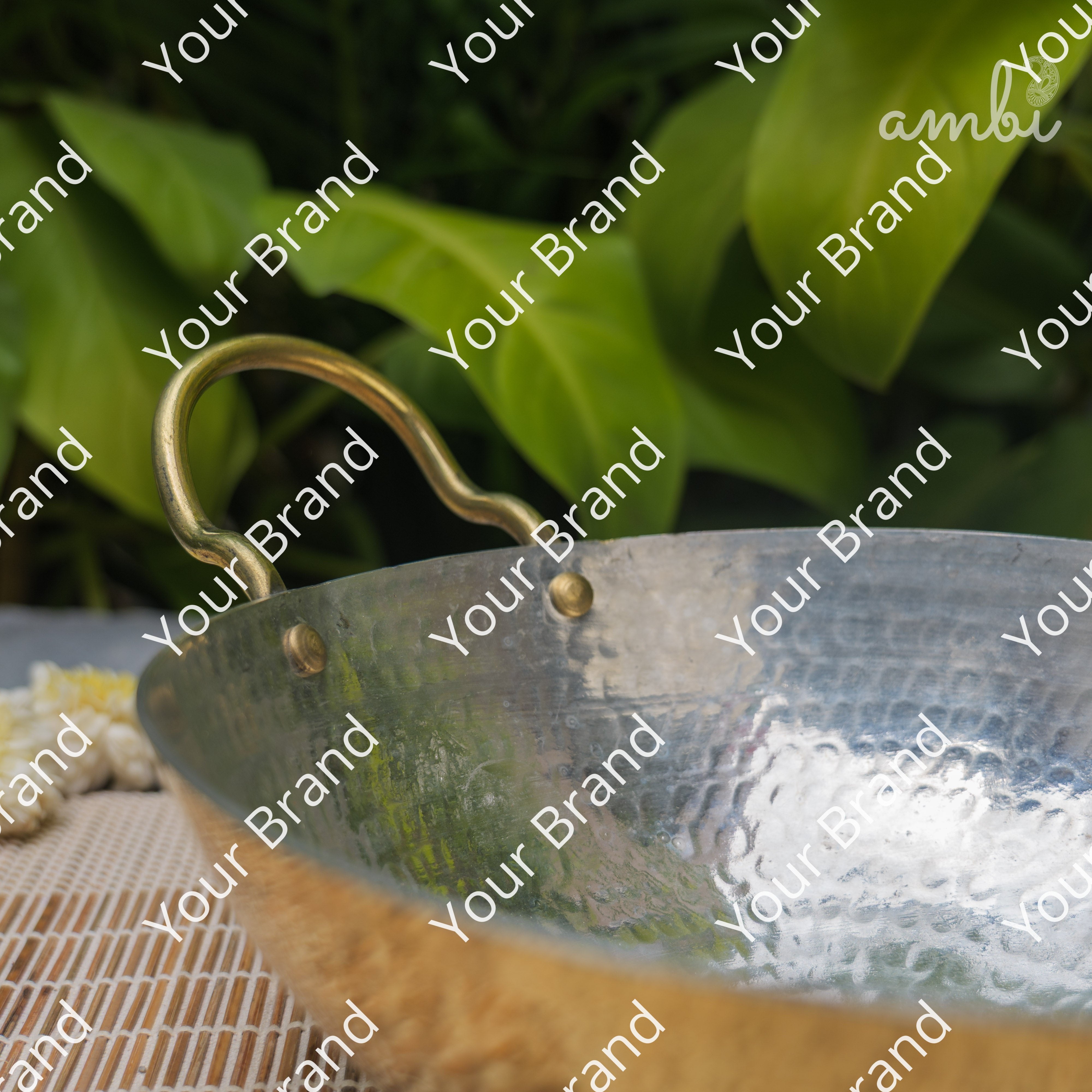Pure Brass Traditional Hammered Kadhai — 8.5 Inches | Ambi