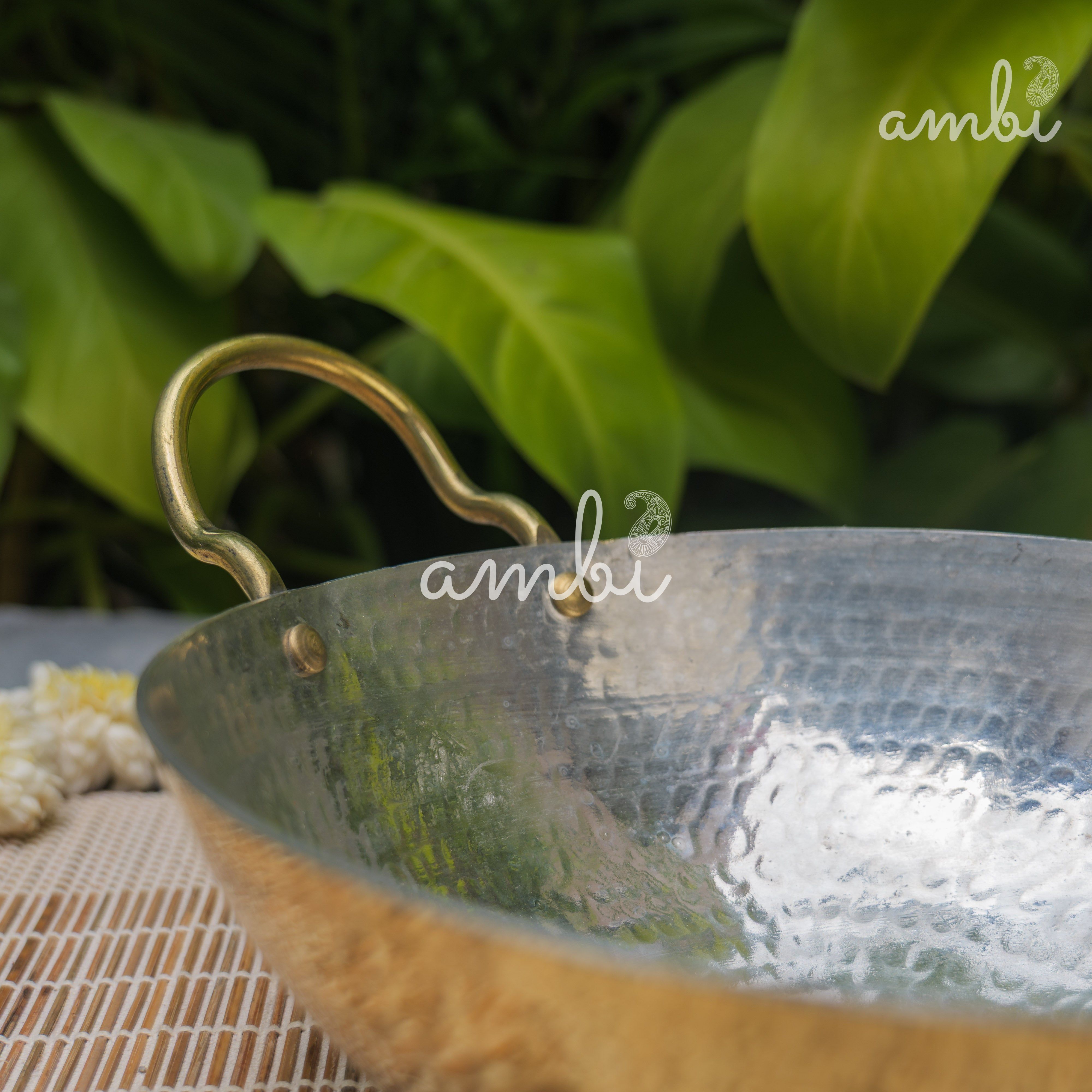 Pure Brass Traditional Hammered Kadhai / Kadai - 8.5 inches diameter