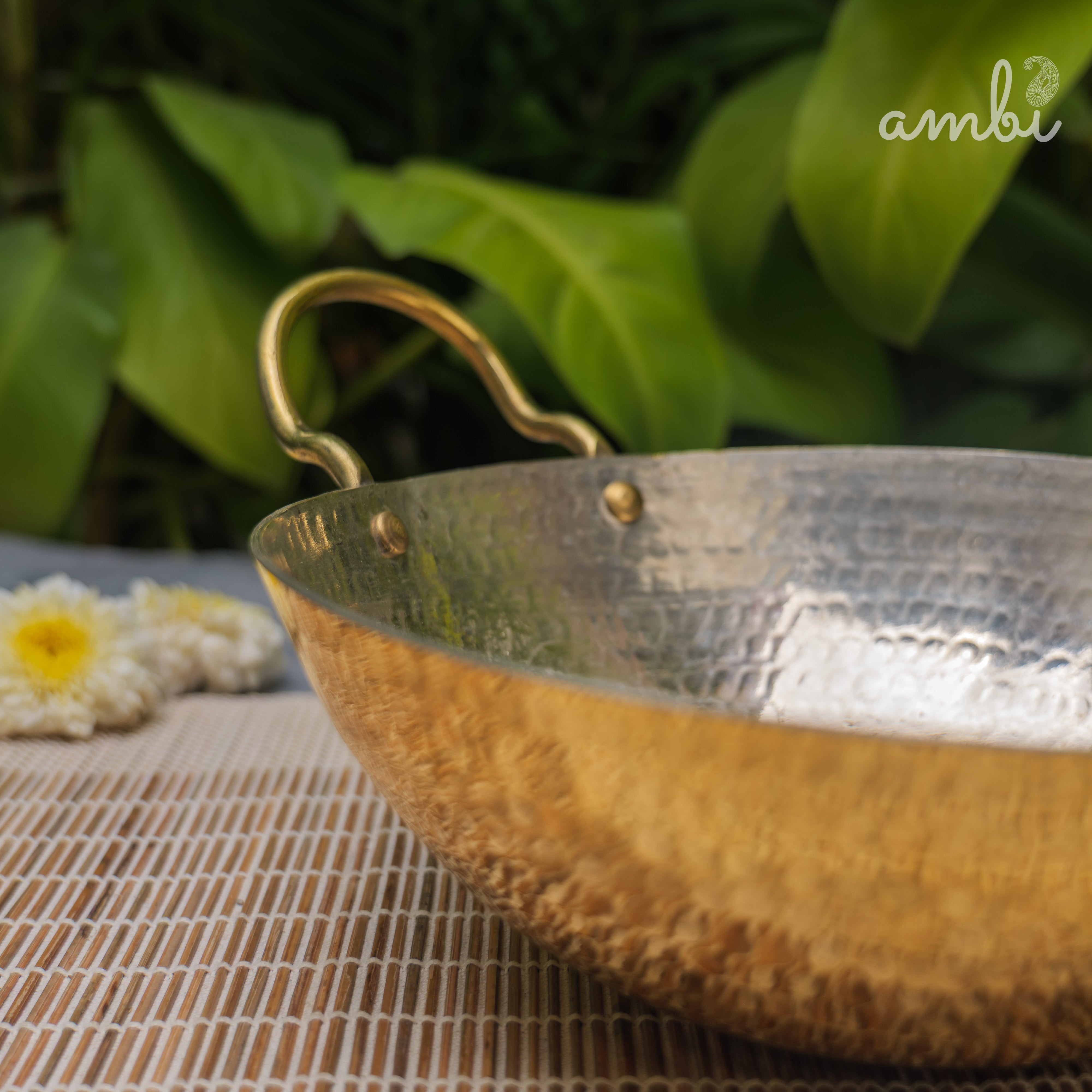 Pure Brass Traditional Hammered Kadhai — 8.5 Inches | Ambi
