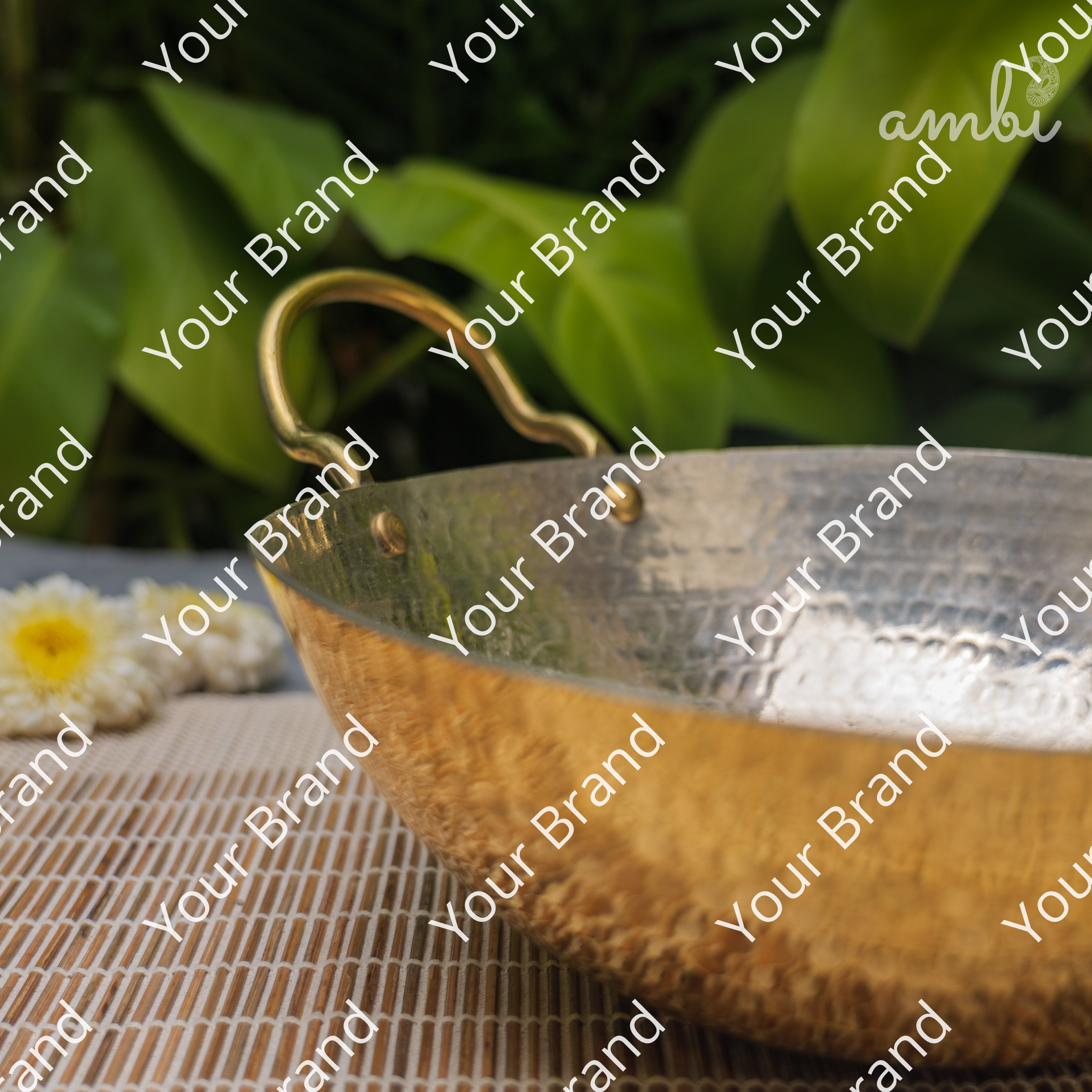 Pure Brass Traditional Hammered Kadhai — 8.5 Inches | Ambi
