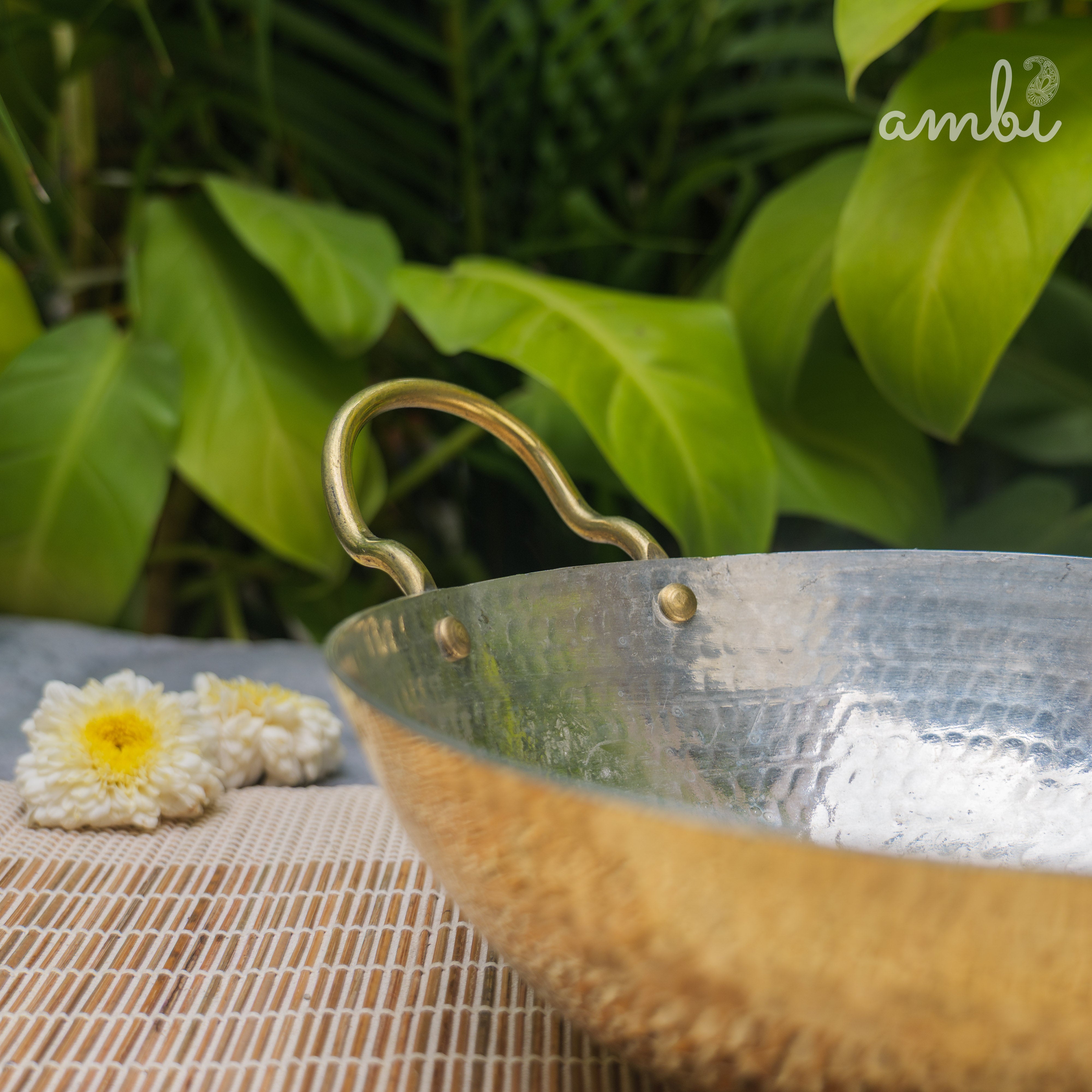 Pure Brass Traditional Hammered Kadhai / Kadai - 8.5 inches diameter