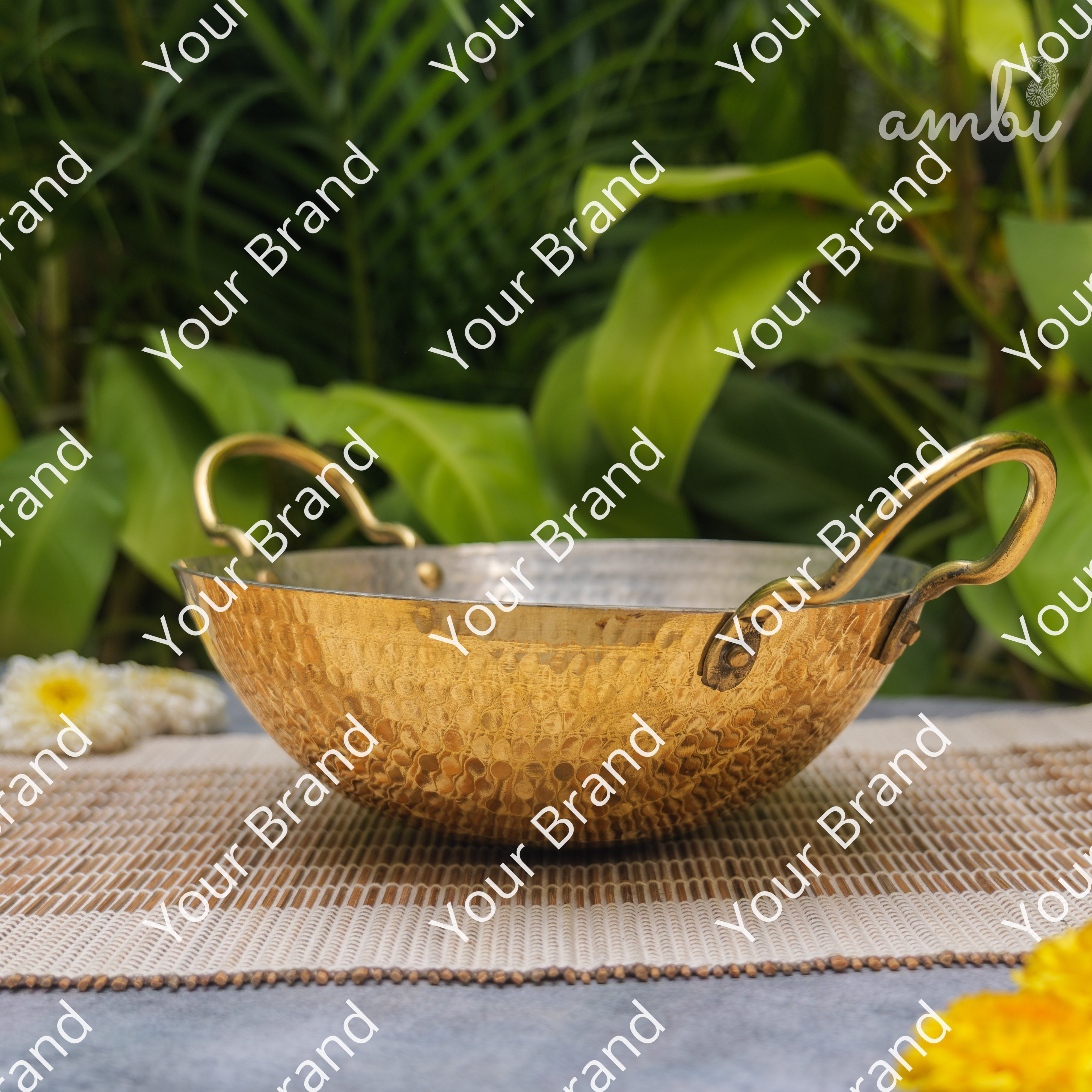 Pure Brass Traditional Hammered Kadhai — 8.5 Inches | Ambi