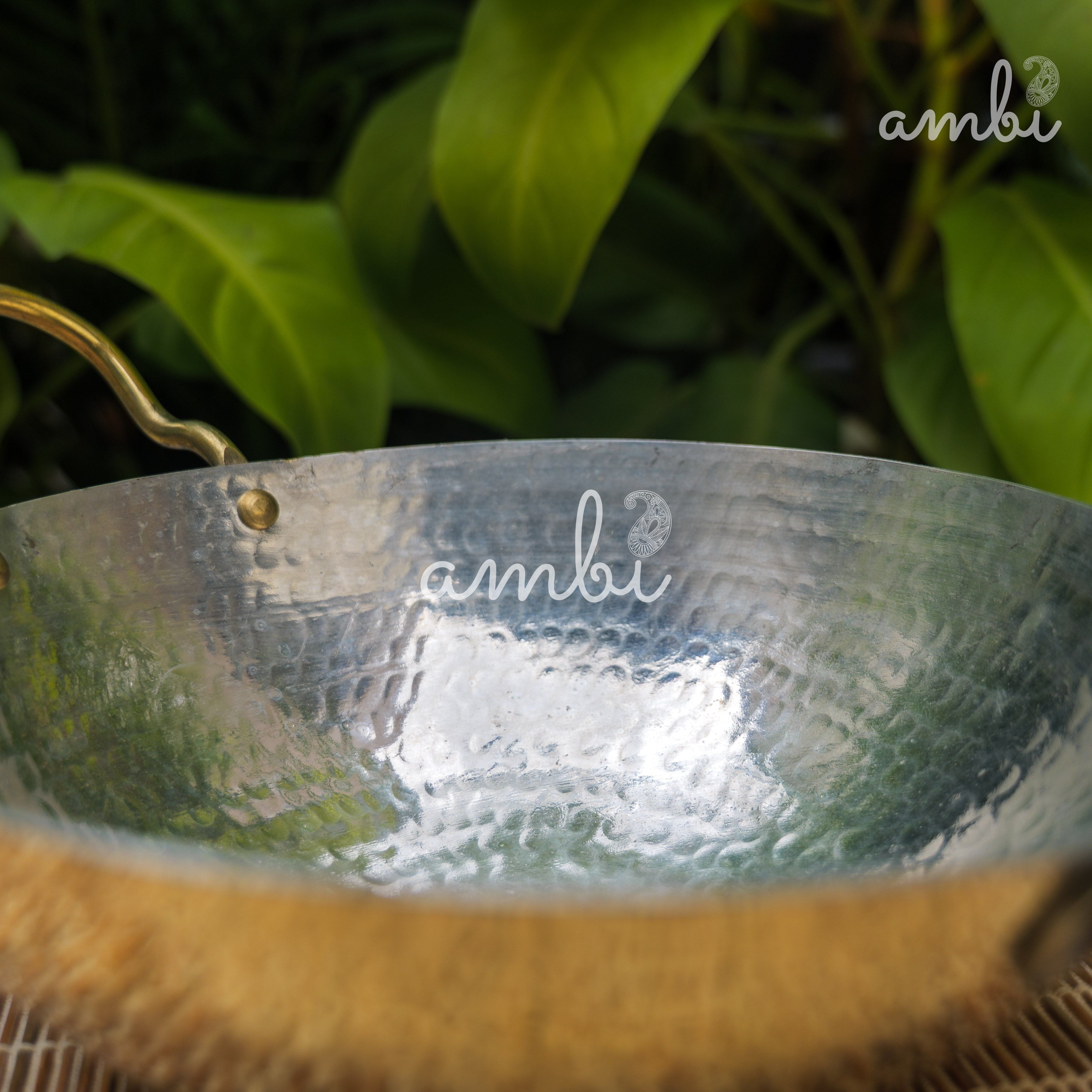 Pure Brass Traditional Hammered Kadhai / Kadai - 8.5 inches diameter