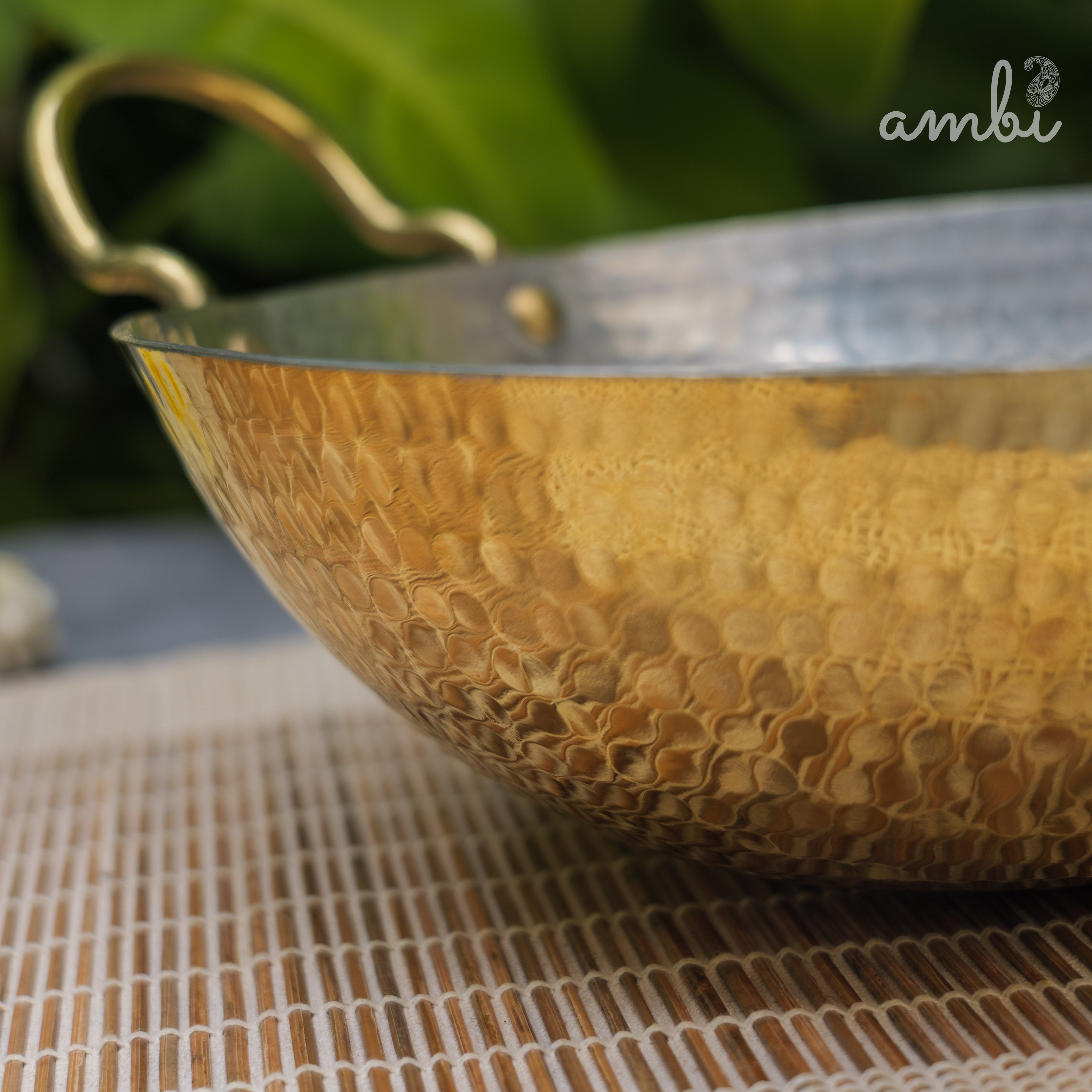 Pure Brass Traditional Hammered Kadhai / Kadai - 8.5 inches diameter