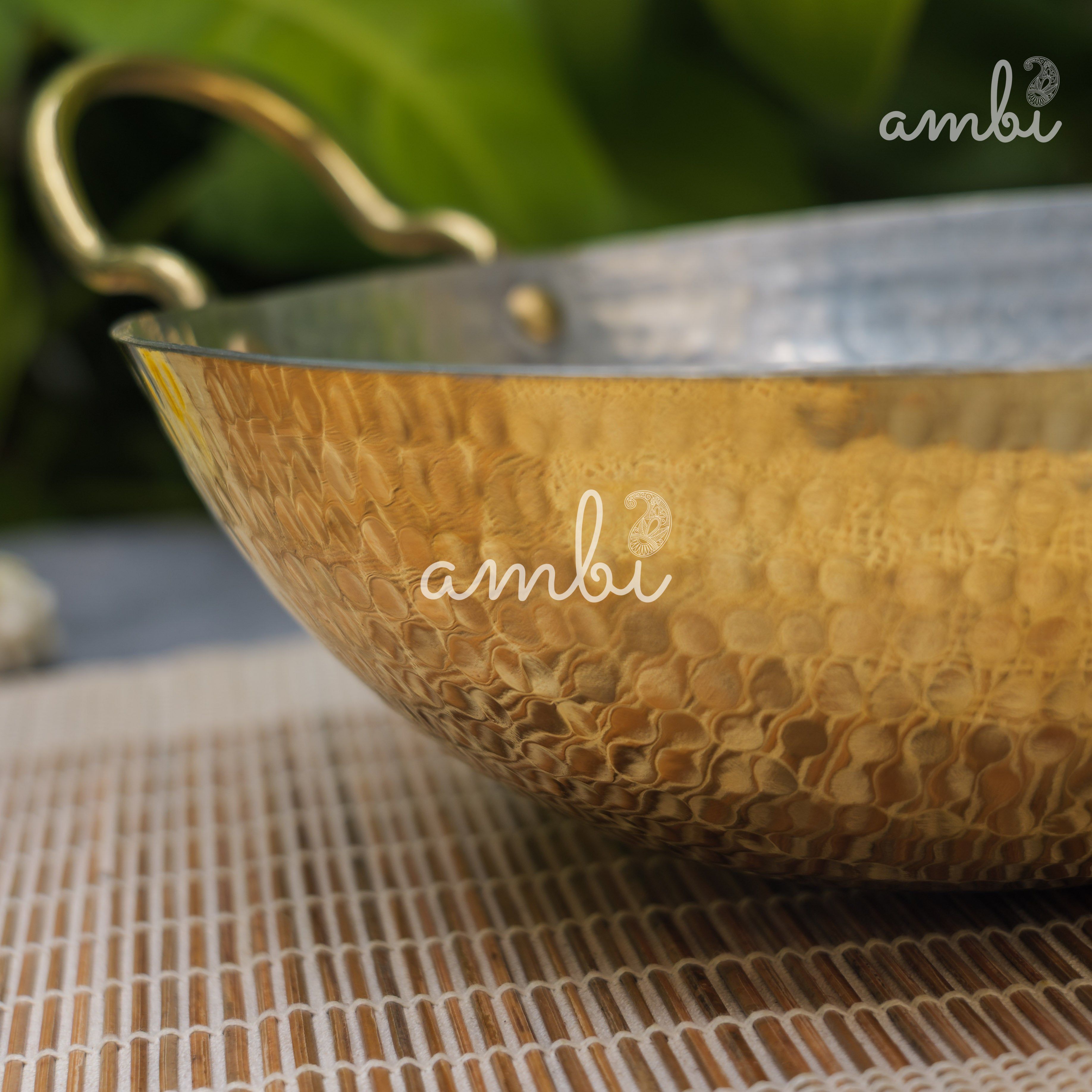Pure Brass Traditional Hammered Kadhai / Kadai - 8.5 inches diameter