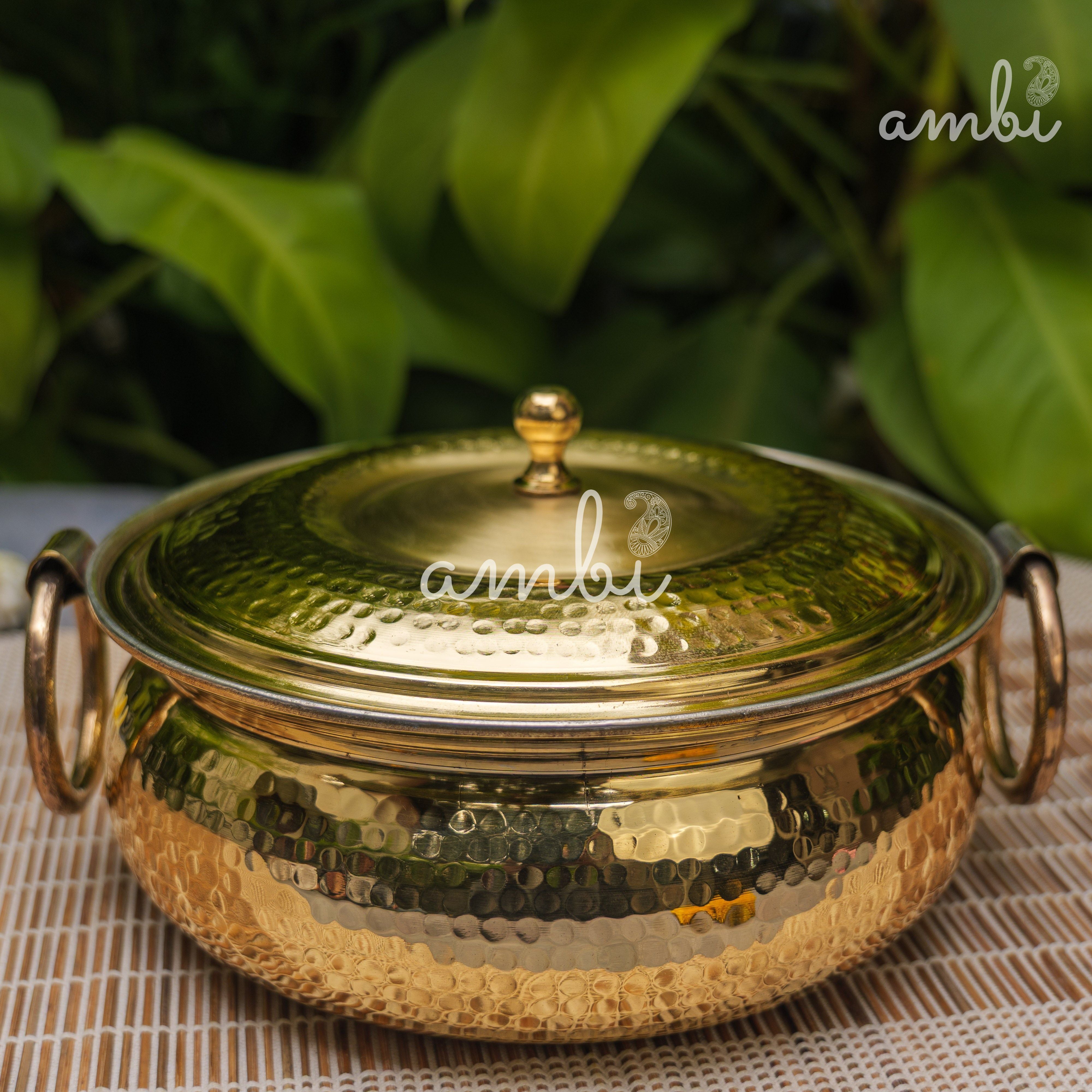 Pure Brass Hammered Biriyani Lagan / Degchi with Kalai - 9 inches diameter