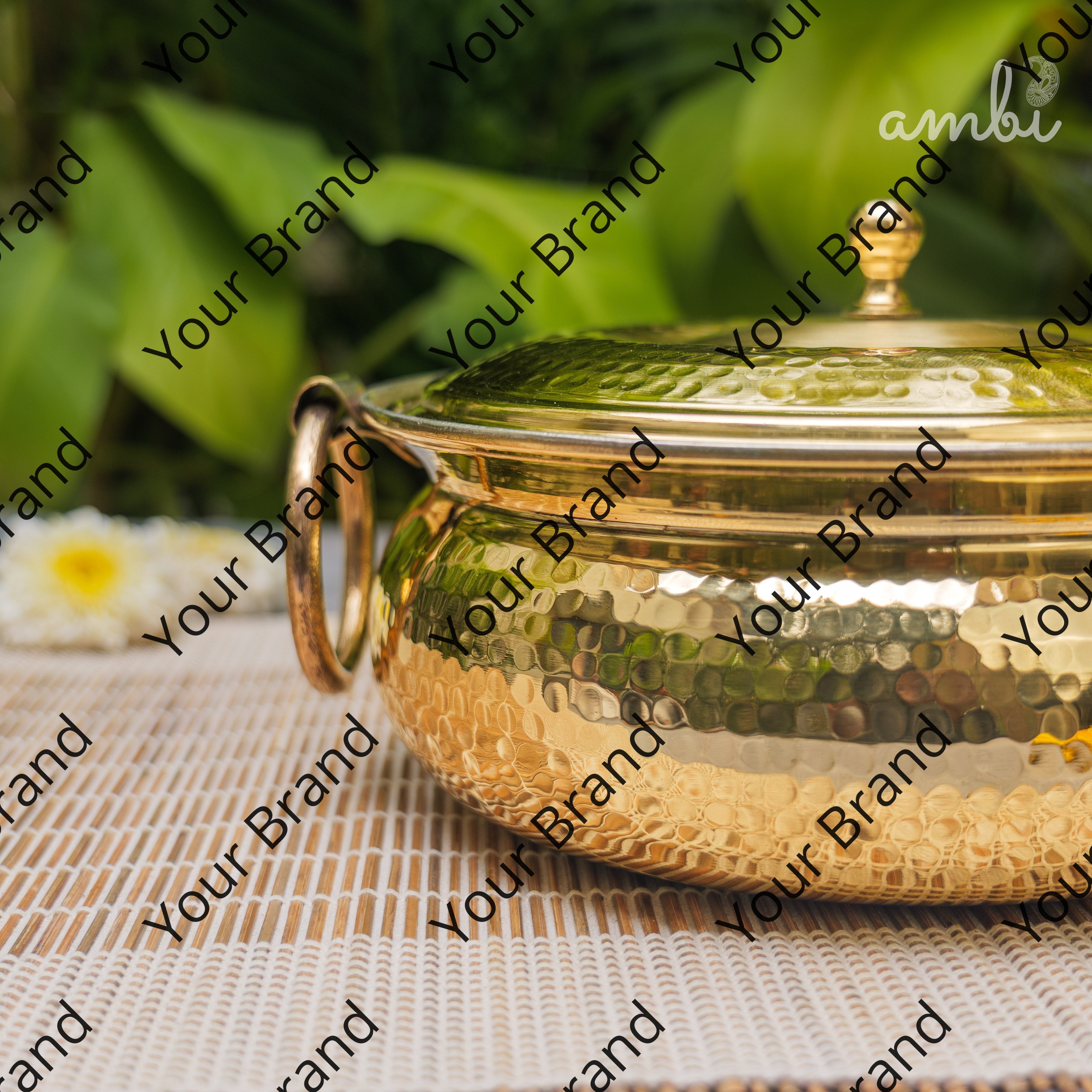 Pure Brass Hammered Biriyani Lagan / Degchi with Kalai - 9 inches diameter