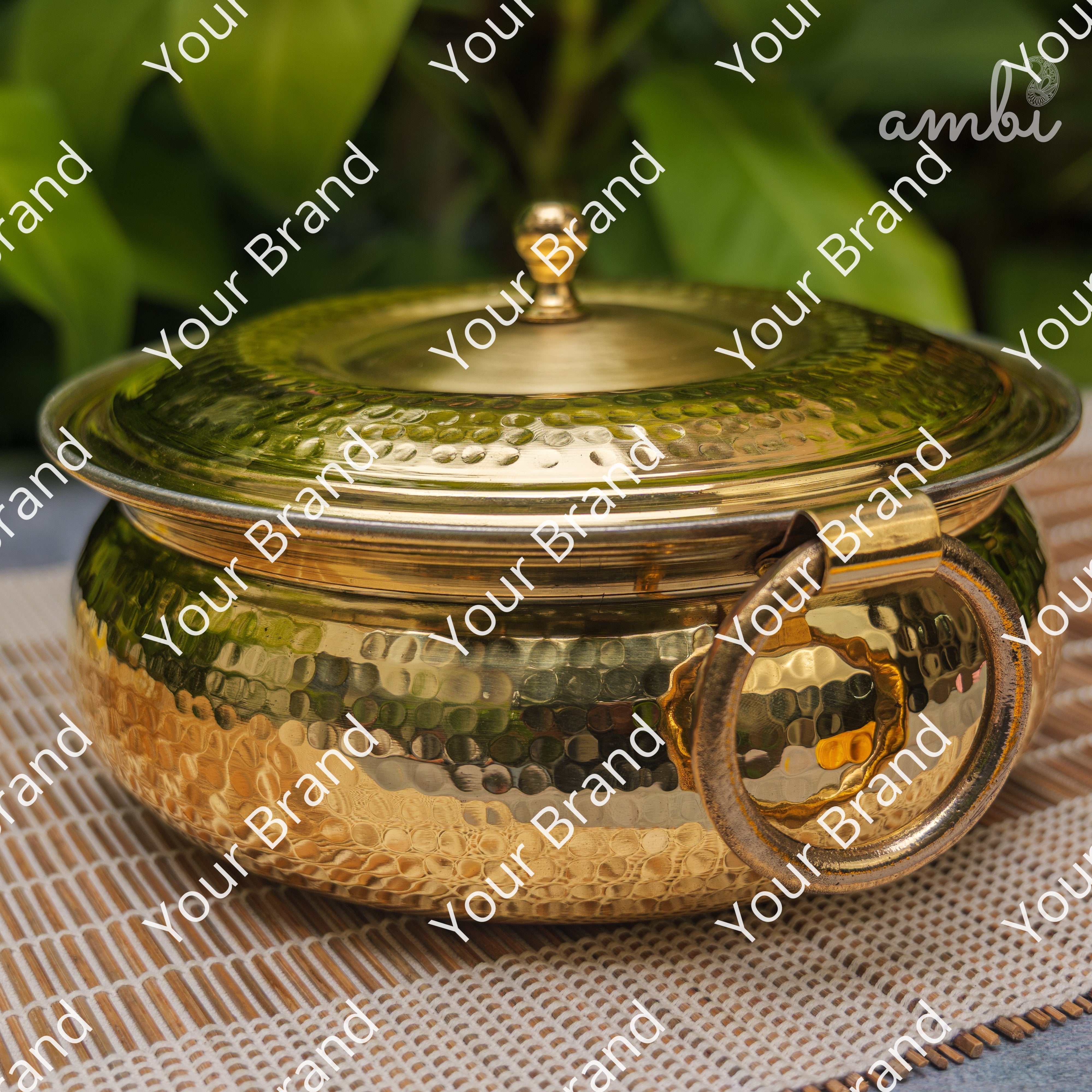 Pure Brass Hammered Biriyani Lagan / Degchi with Kalai - 9 inches diameter