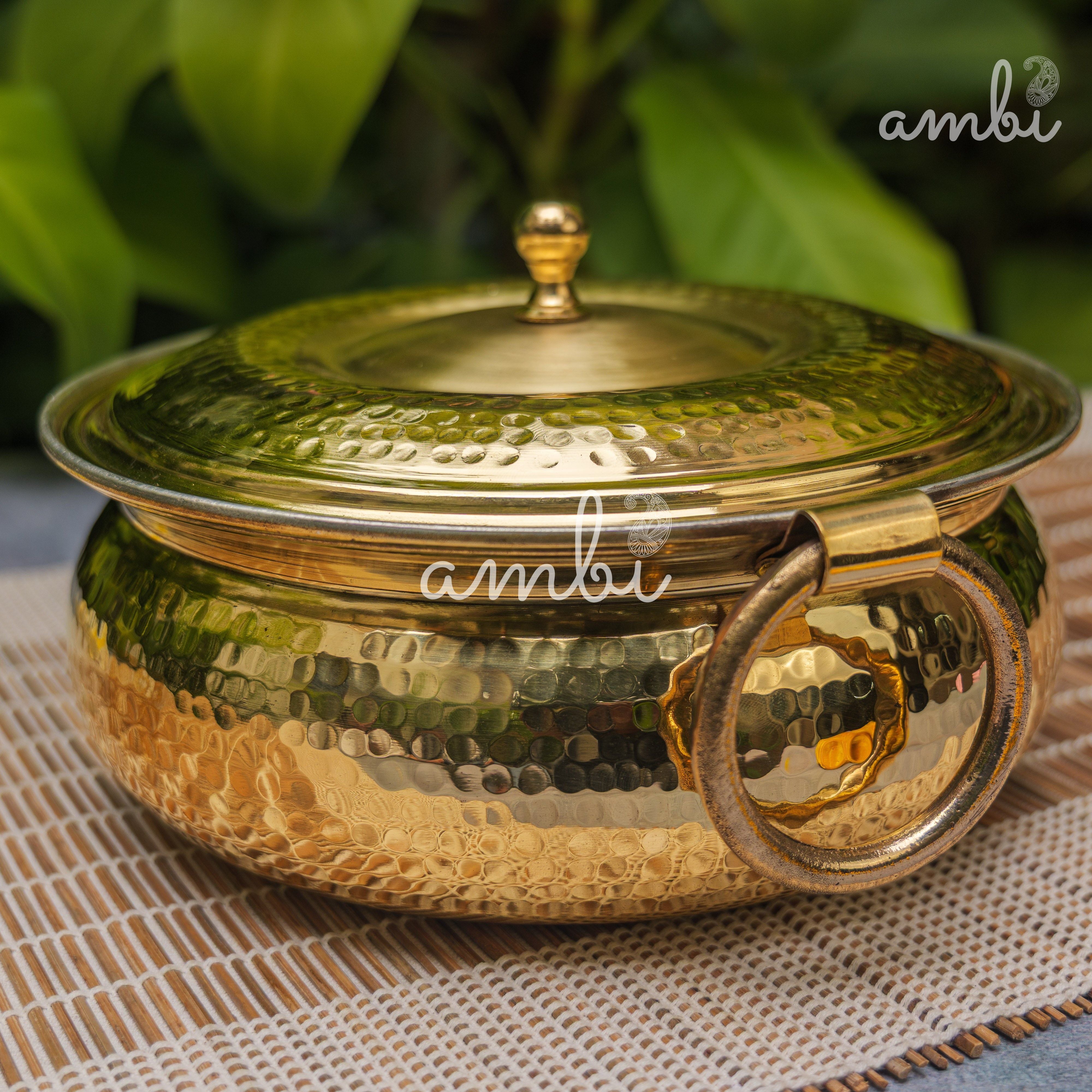 Pure Brass Hammered Biriyani Lagan / Degchi with Kalai - 9 inches diameter