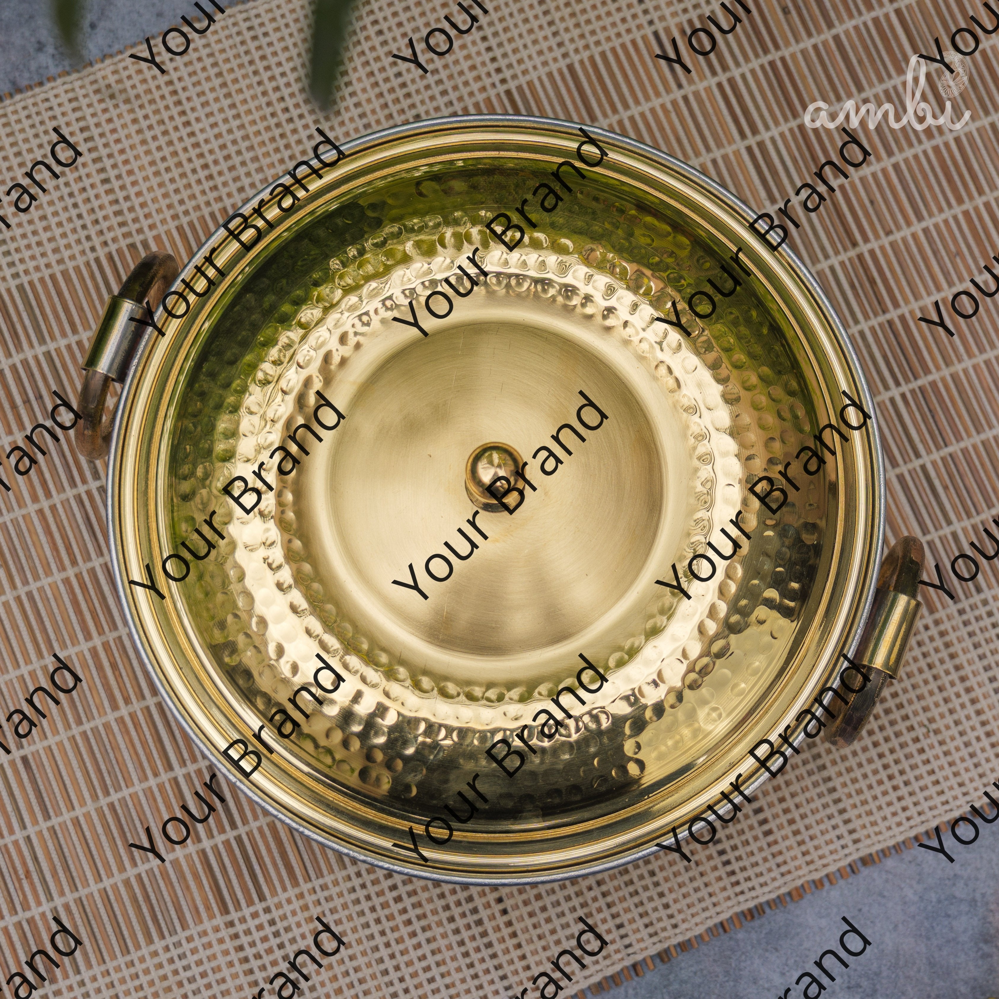 Pure Brass Hammered Biriyani Lagan / Degchi with Kalai - 9 inches diameter
