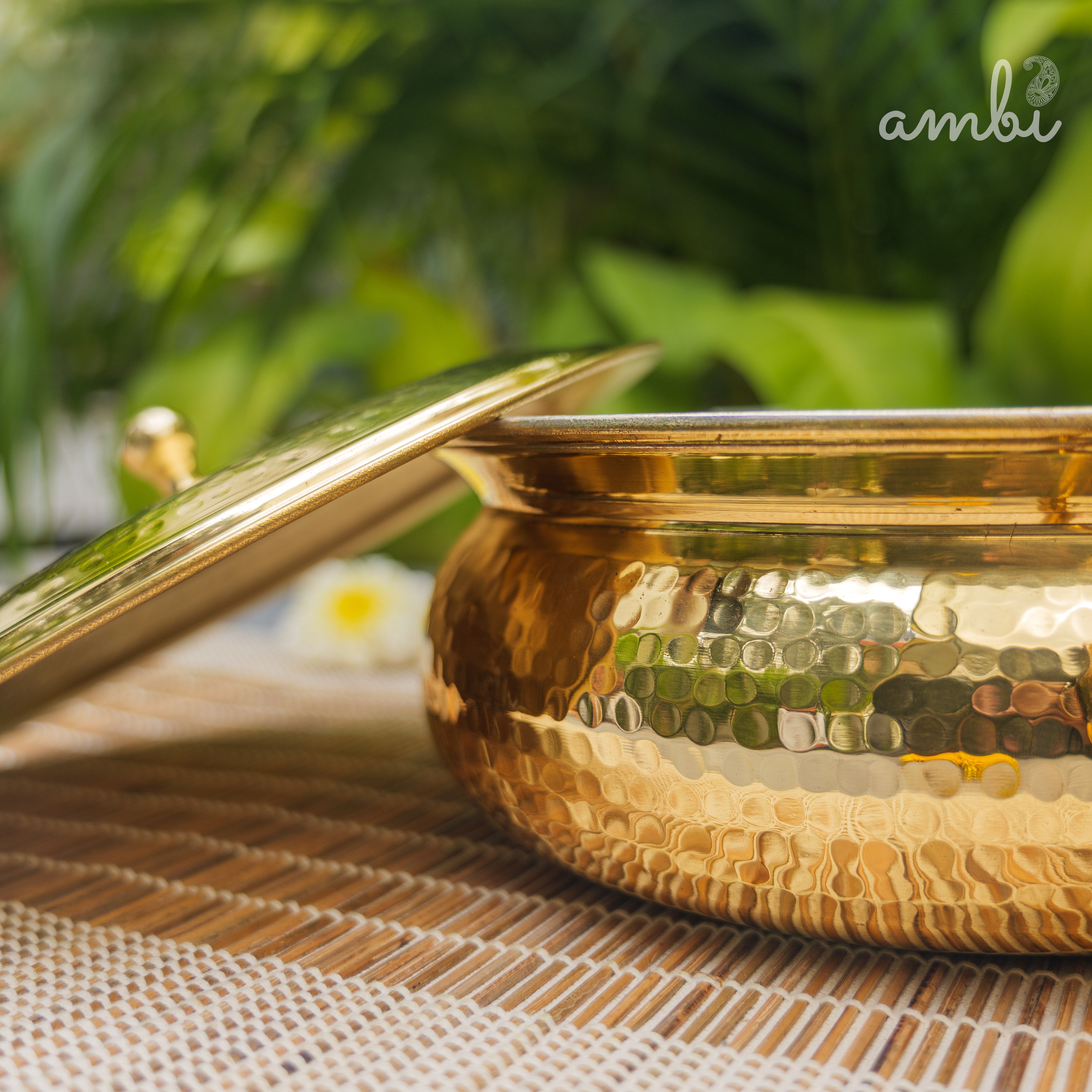 Pure Brass Hammered Biriyani Lagan / Degchi with Kalai - 9 inches diameter