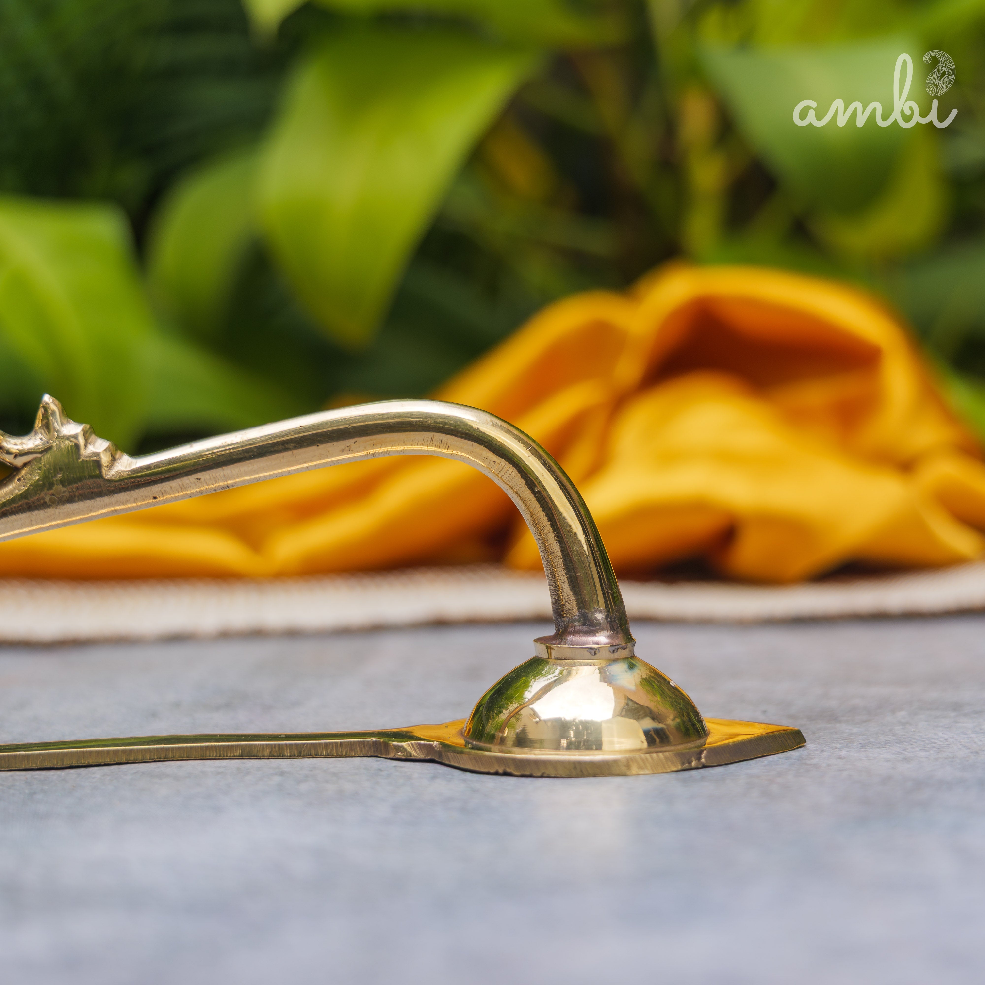 Handcrafted Brass Puja Dhoop Aarti Diya with Long Handle | Medium | 8.5 Inches
