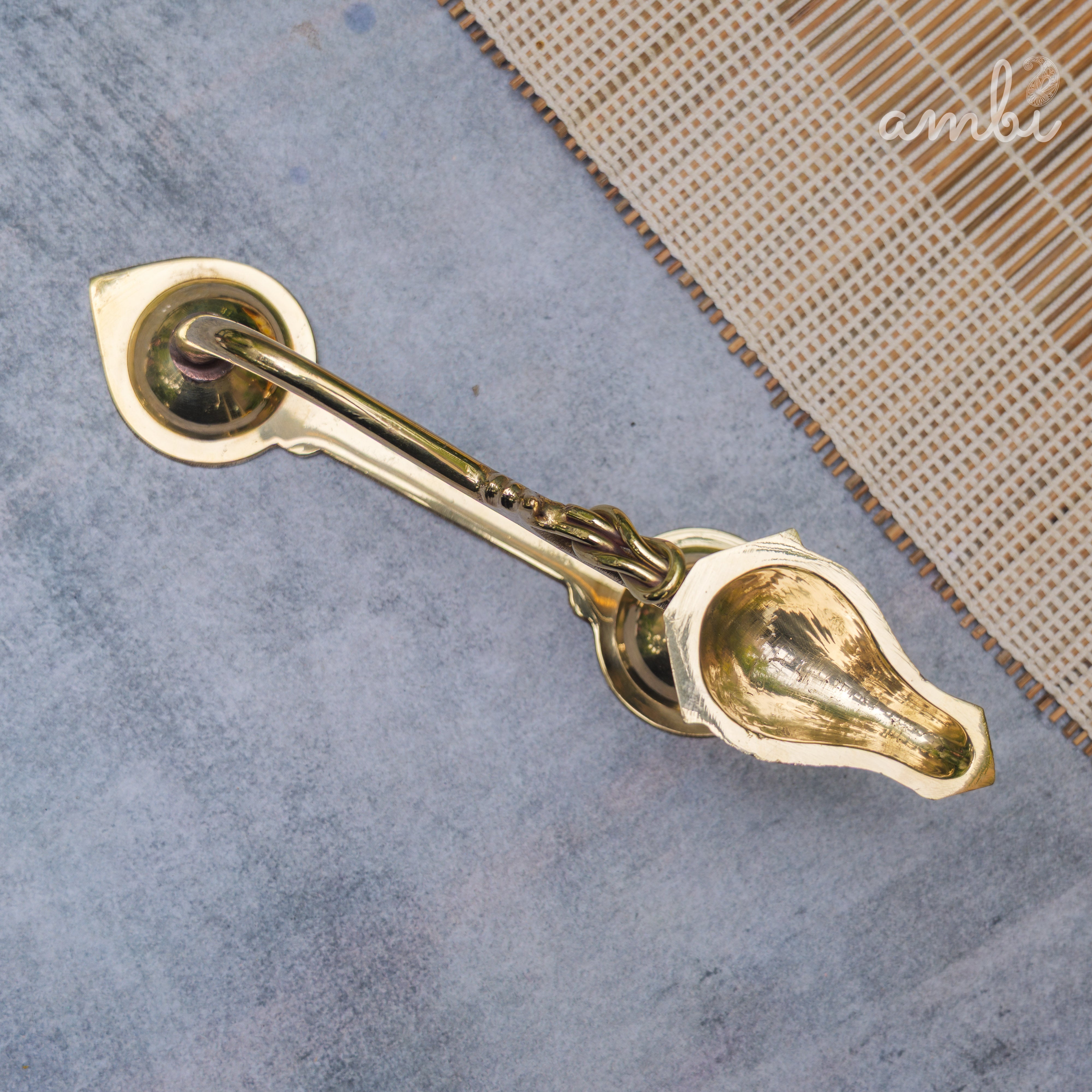 Handcrafted Brass Puja Dhoop Aarti Diya with Long Handle | Medium | 8.5 Inches