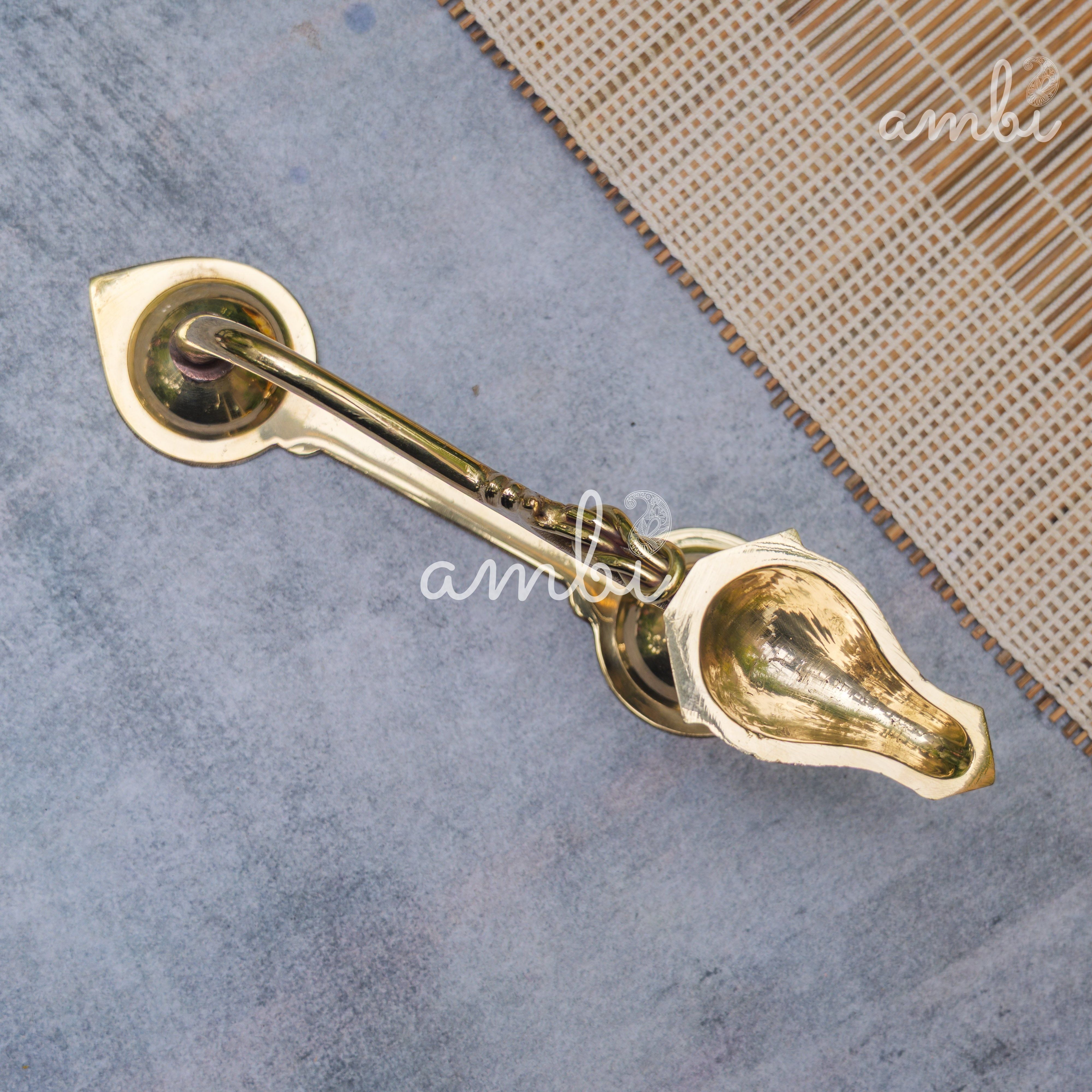 Handcrafted Brass Puja Dhoop Aarti Diya with Long Handle | 5.5 Inches | Small |
