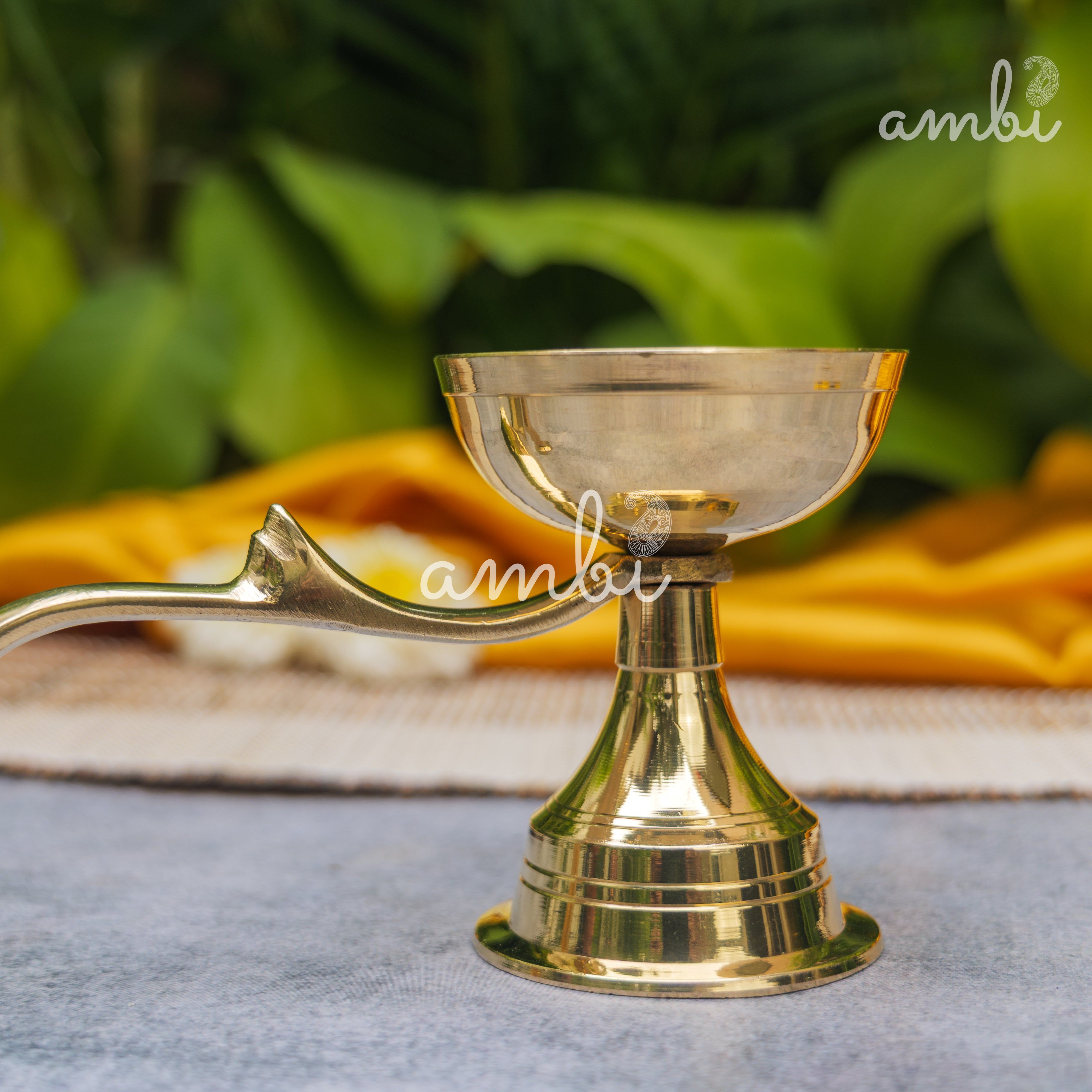 Pure Brass Dhoop Aarti Diya with Handle - 6 Inches